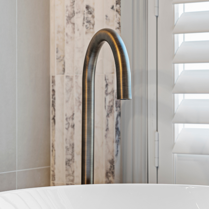 Floor Mounted Bath Filler - Antique Brass