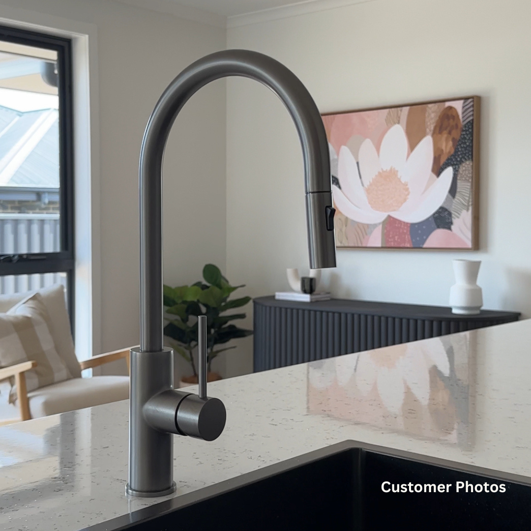 Haven Gooseneck Pull Out Mixer - Gun Metal Brushed