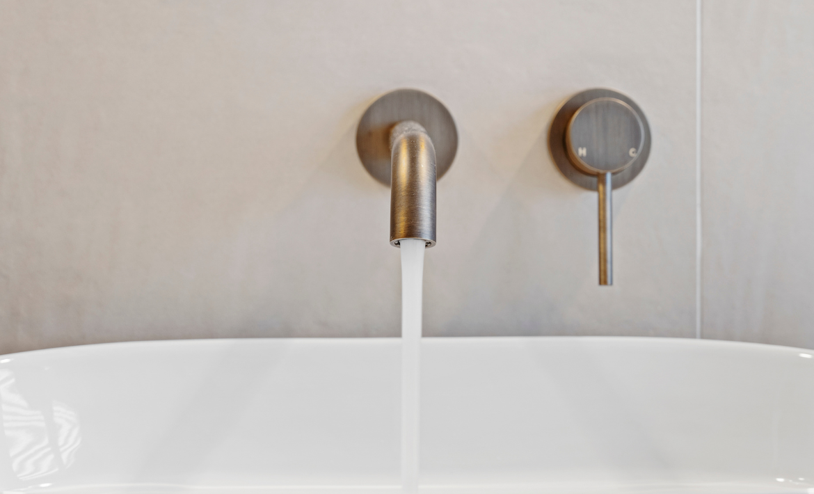 Haven Minimal Wall Mixer and Tap - Antique Brass