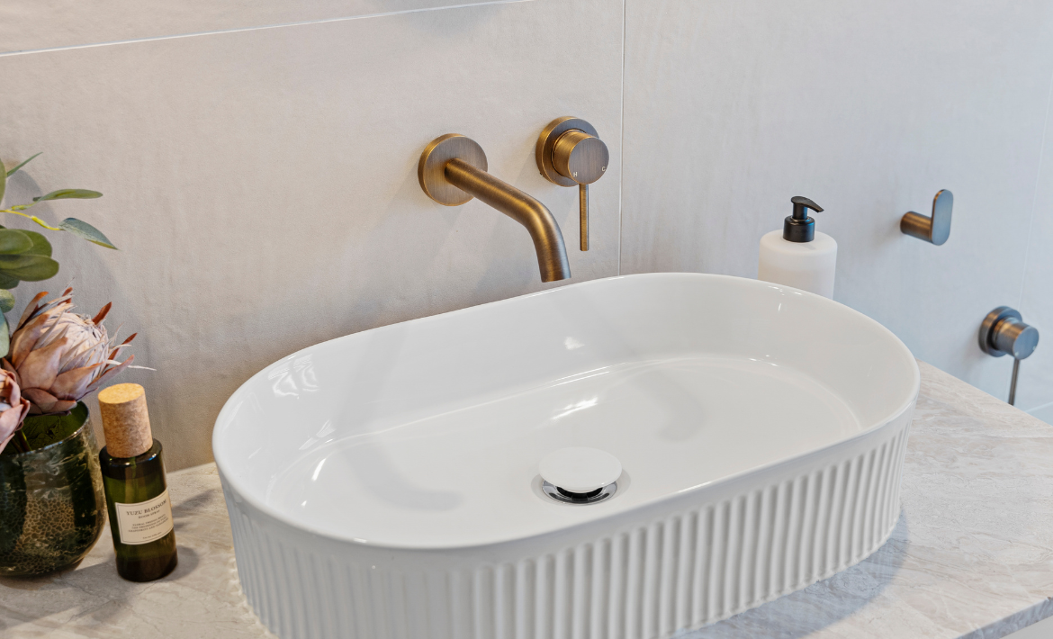 Haven Minimal Wall Mixer and Tap - Antique Brass