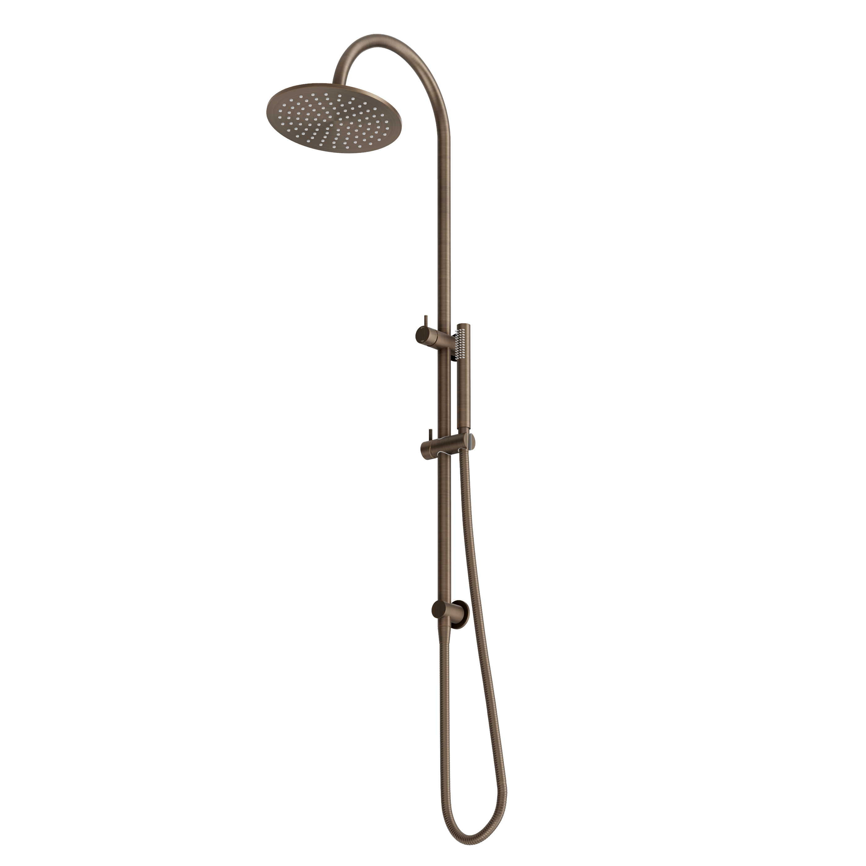 Gooseneck Shower Rail Set - Antique Brass