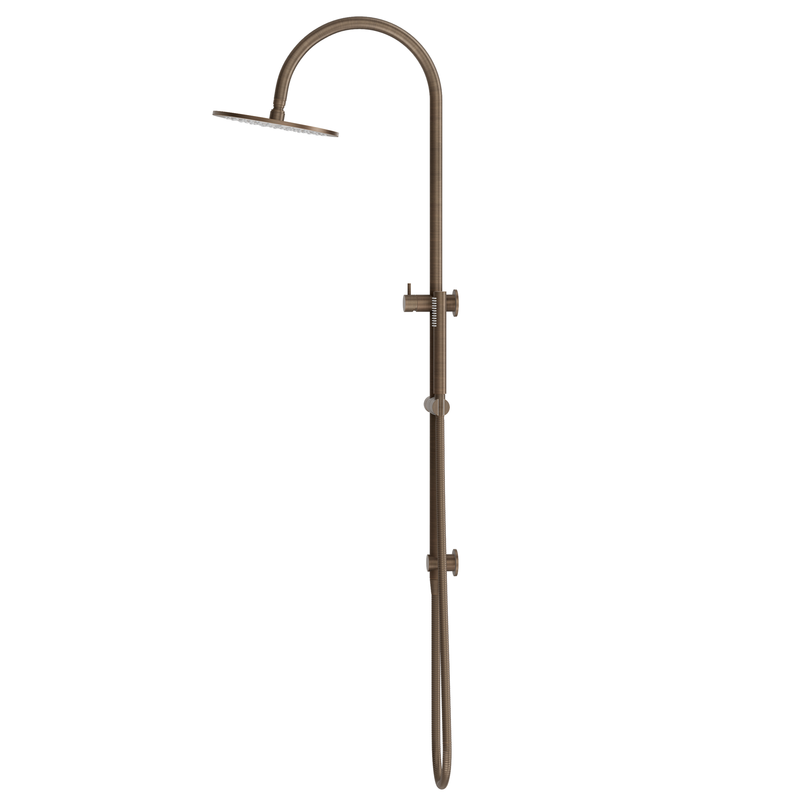 Gooseneck Shower Rail Set - Antique Brass