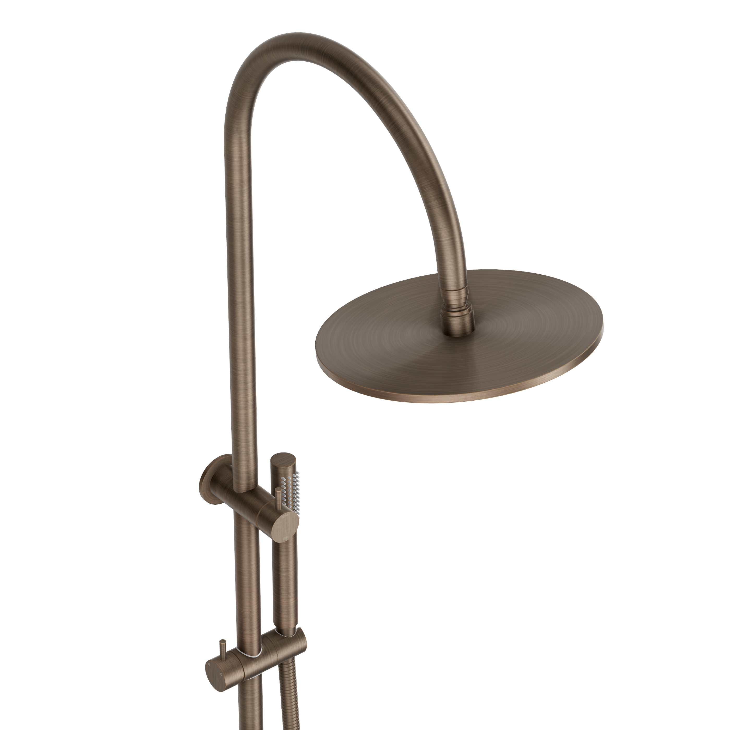 Gooseneck Shower Rail Set - Antique Brass