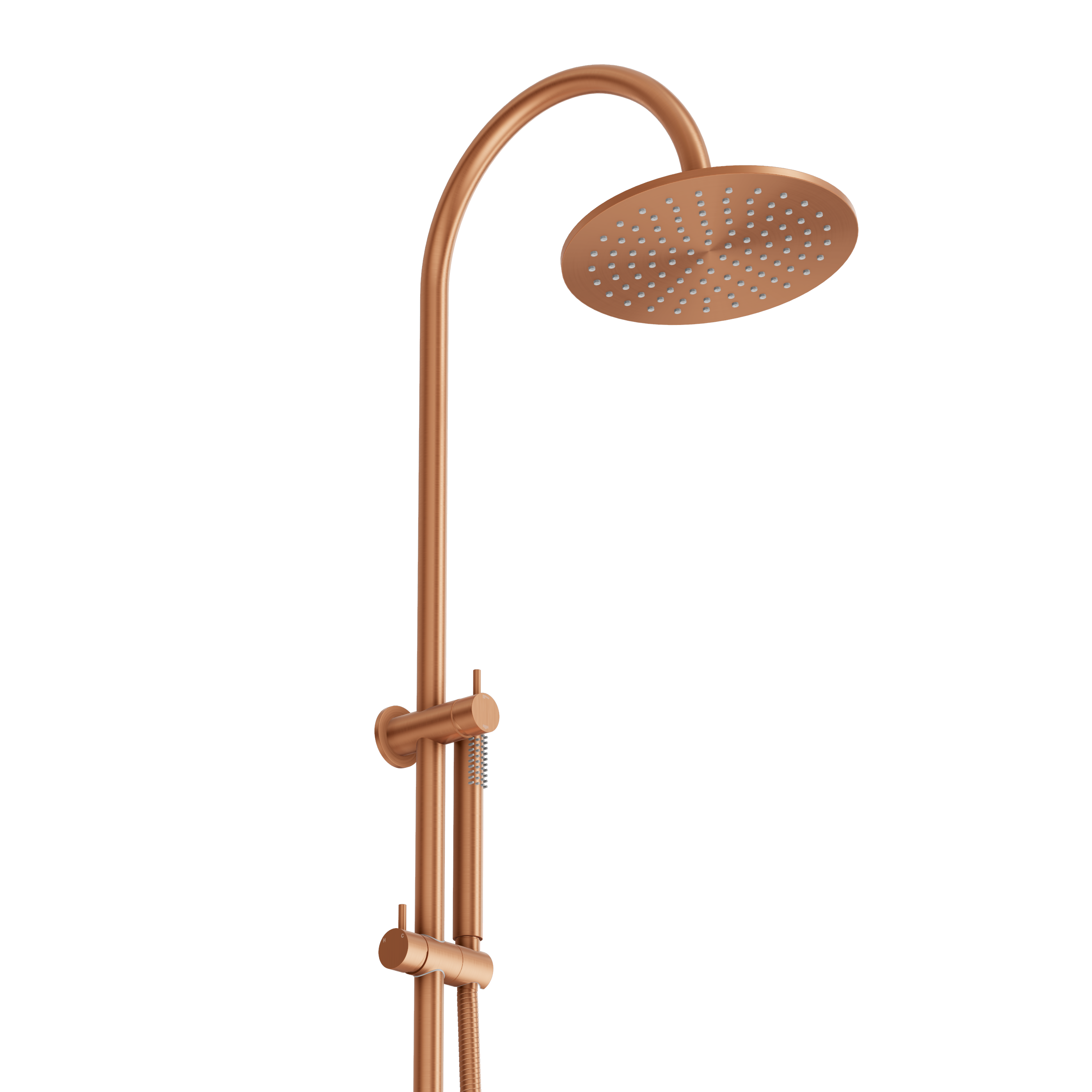 Gooseneck Shower Rail Set - Brushed Copper
