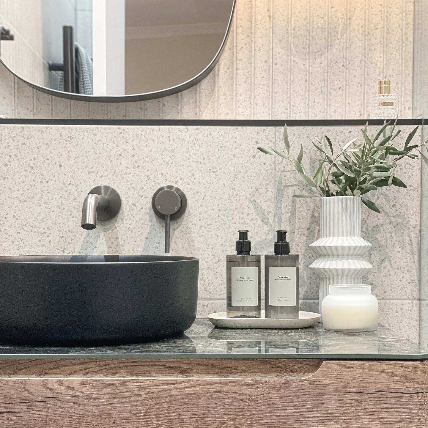 Haven Minimal Wall Mixer and Tap - Gun Metal Brushed