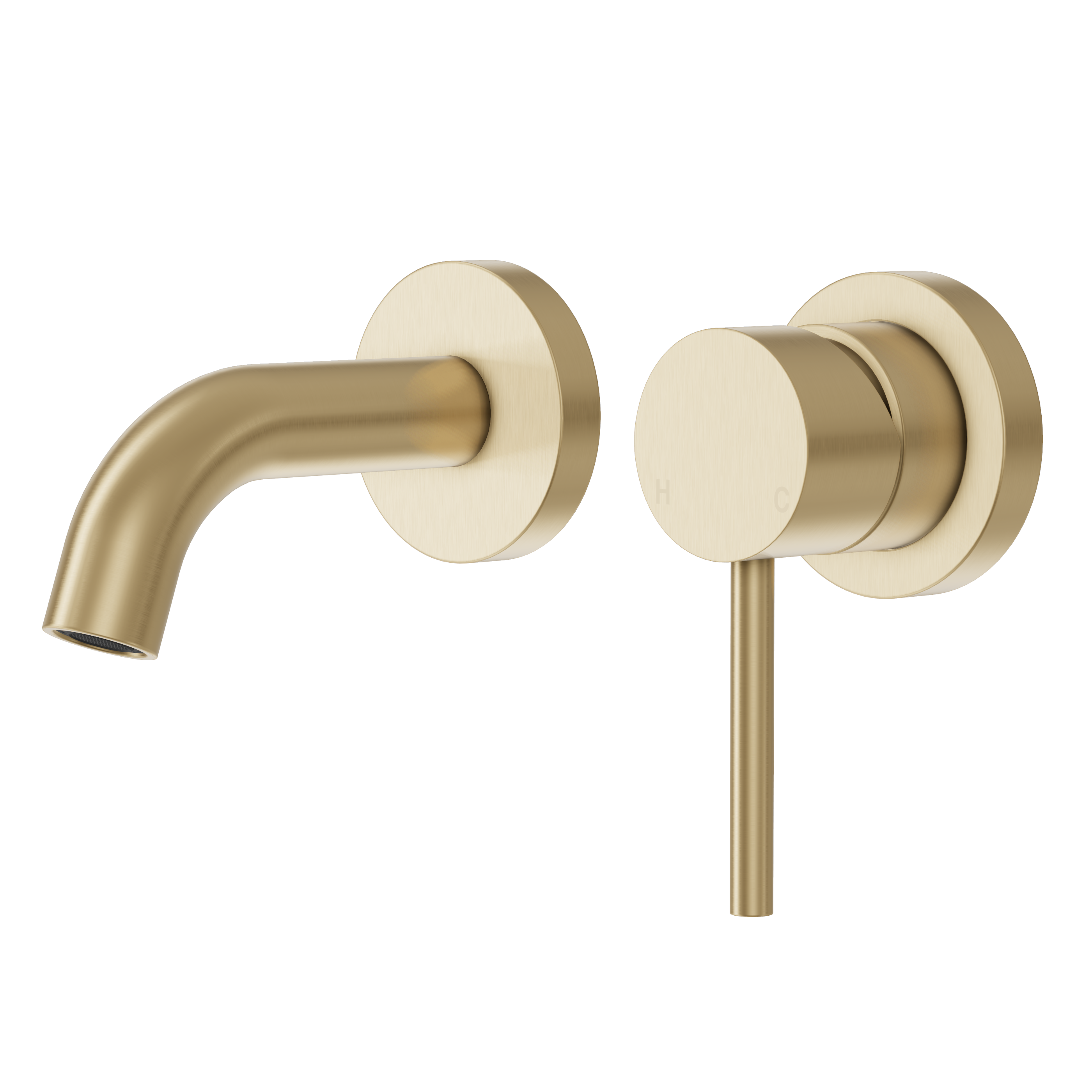 Haven Short Wall Mixer and Tap - Brushed Brass