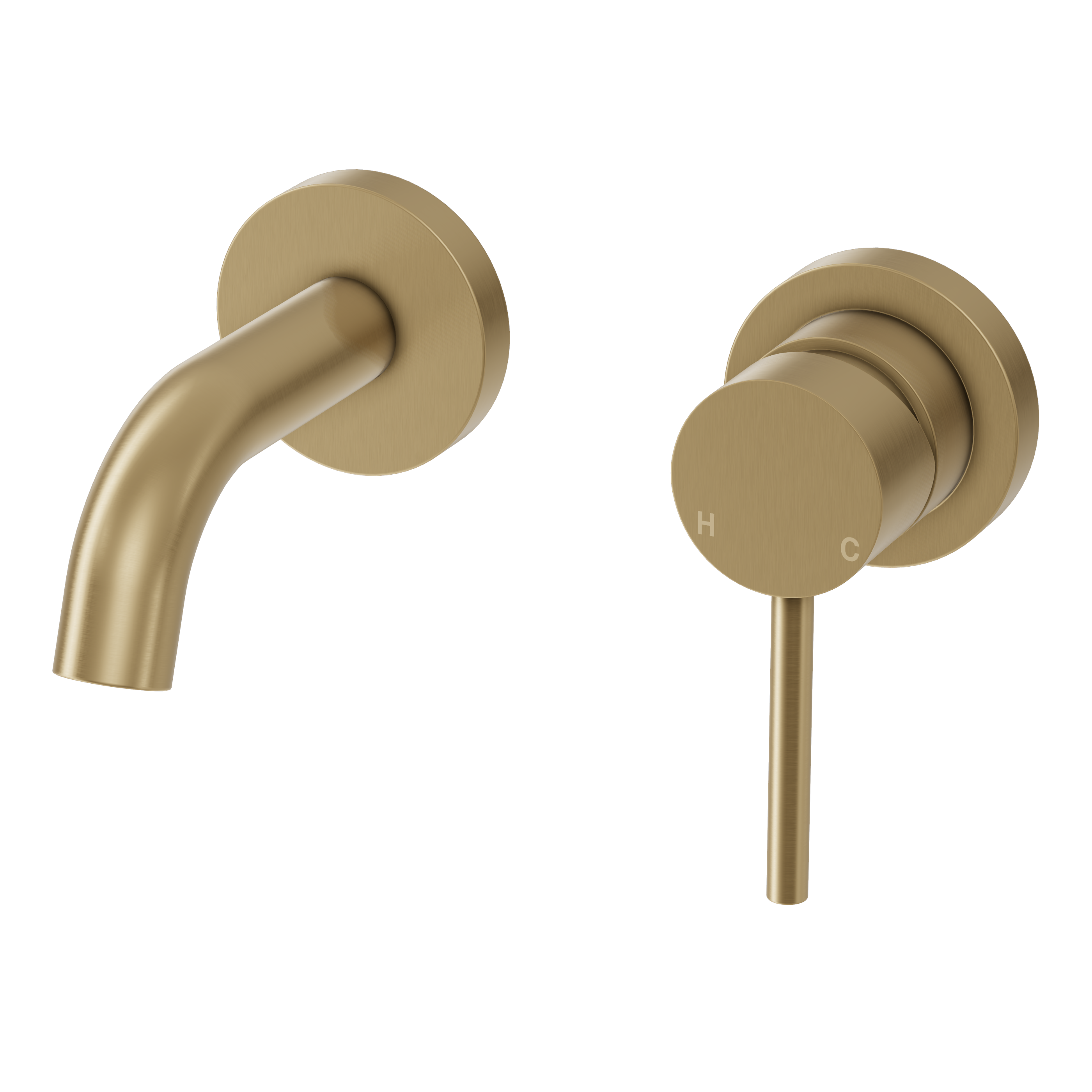 Haven Short Wall Mixer and Tap - Brushed Brass