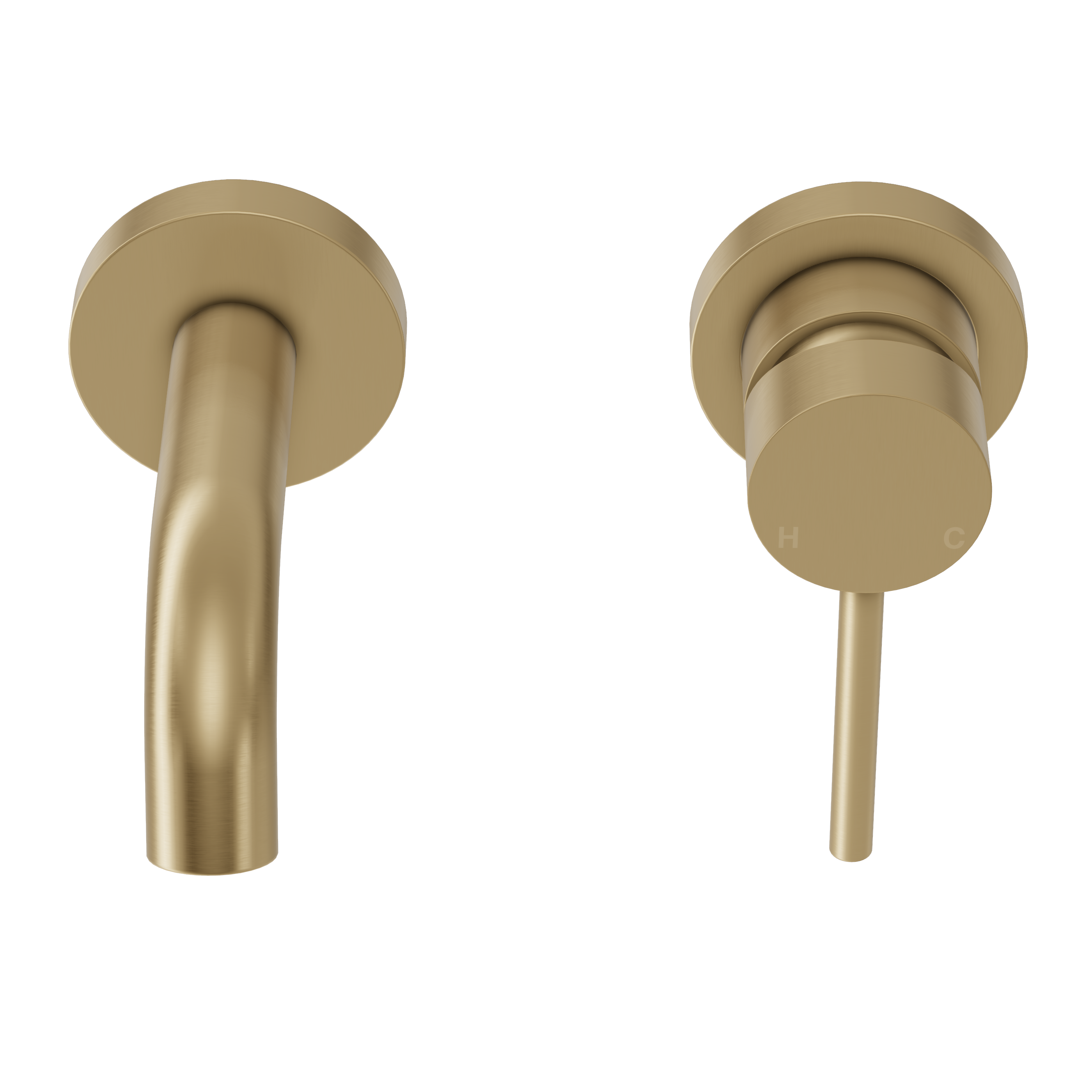 Haven Short Wall Mixer and Tap - Brushed Brass