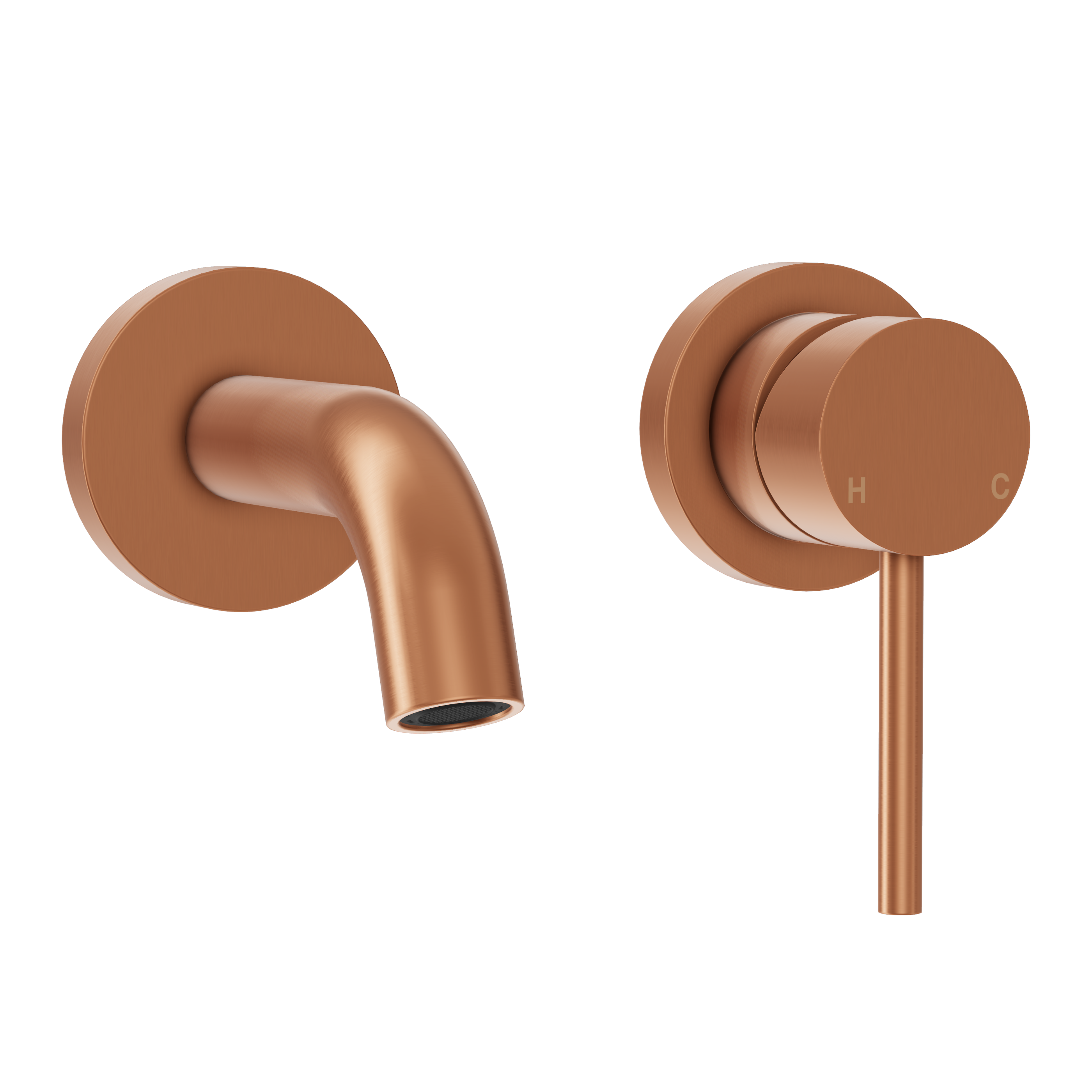 Haven Short Wall Mixer and Tap - Brushed Copper