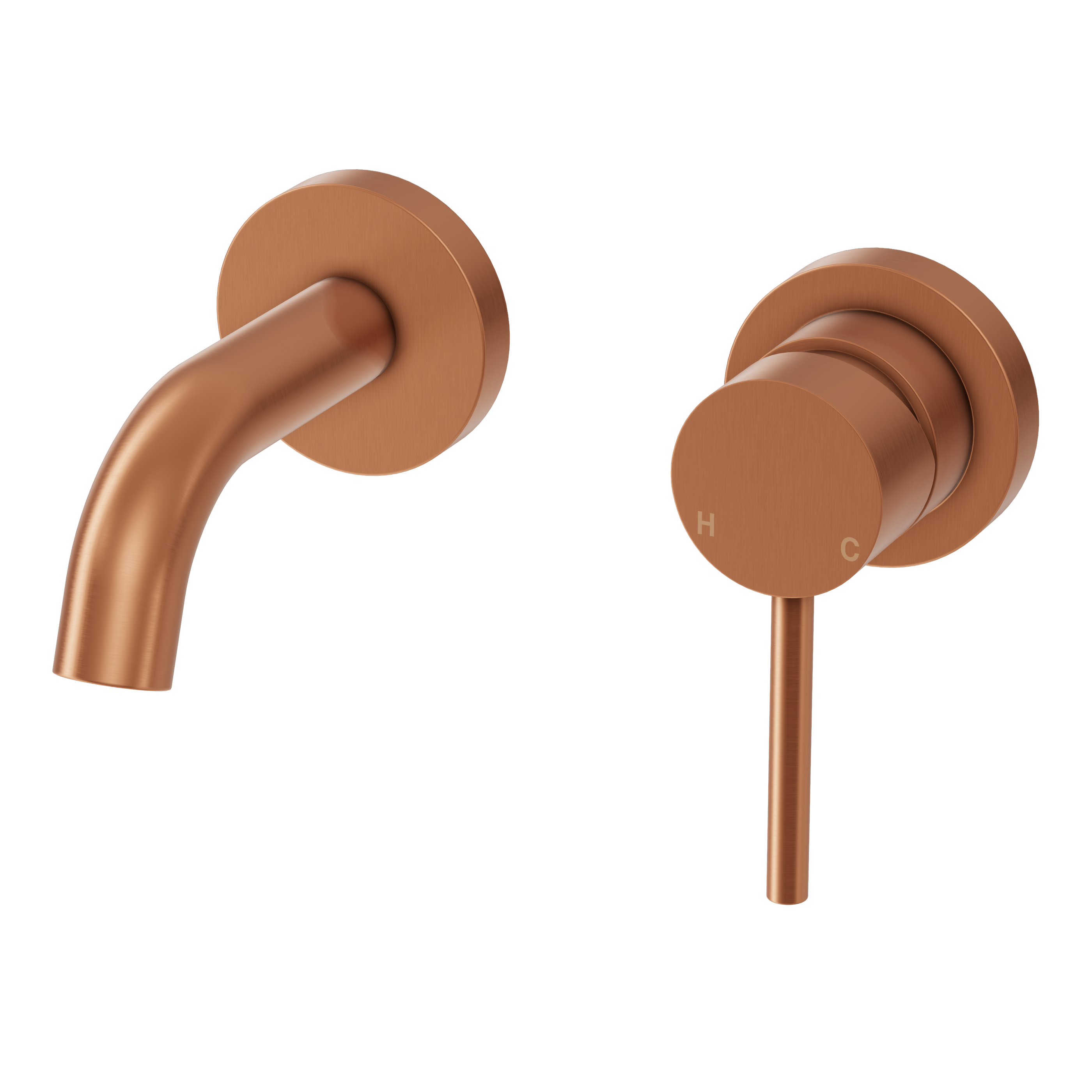 Haven Short Wall Mixer and Tap - Brushed Copper