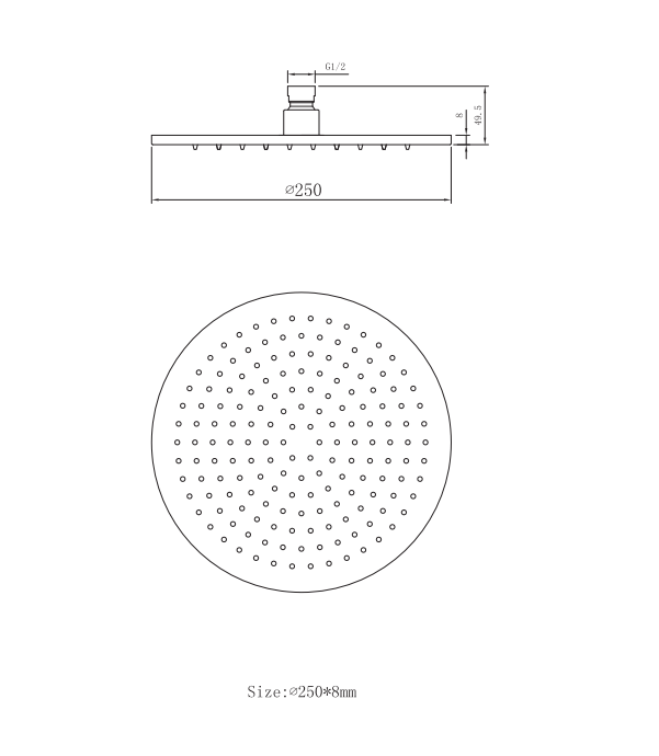 Ceiling Shower Head & Arm - Gun Metal Brushed
