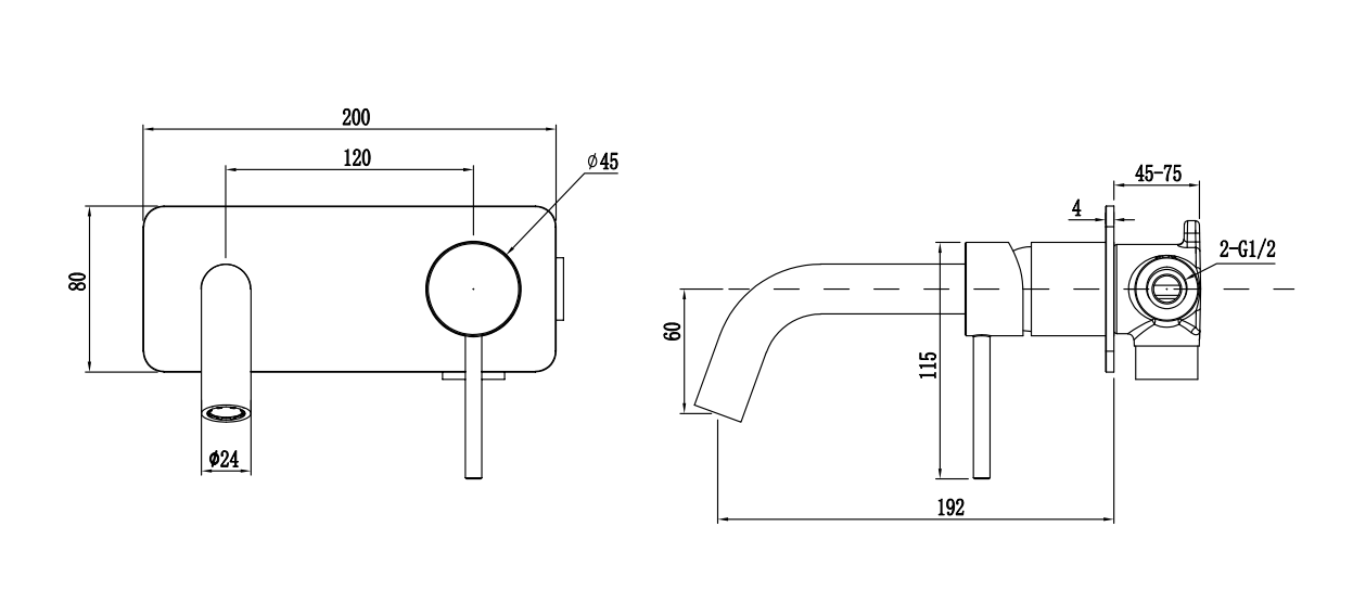 Haven Wall Mixer Tap - Brushed Copper