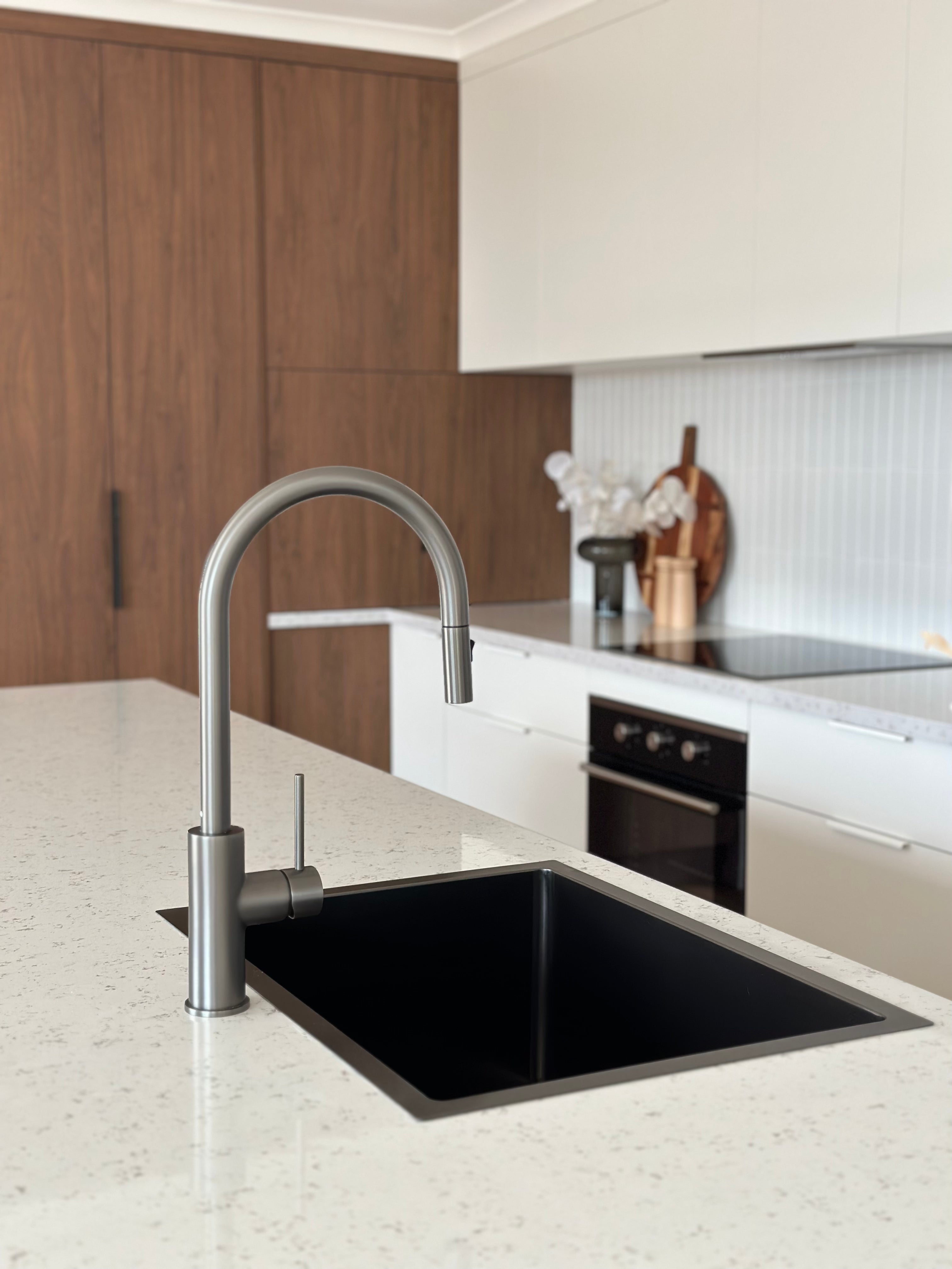 Haven Gooseneck Pull Out Mixer - Gun Metal Brushed