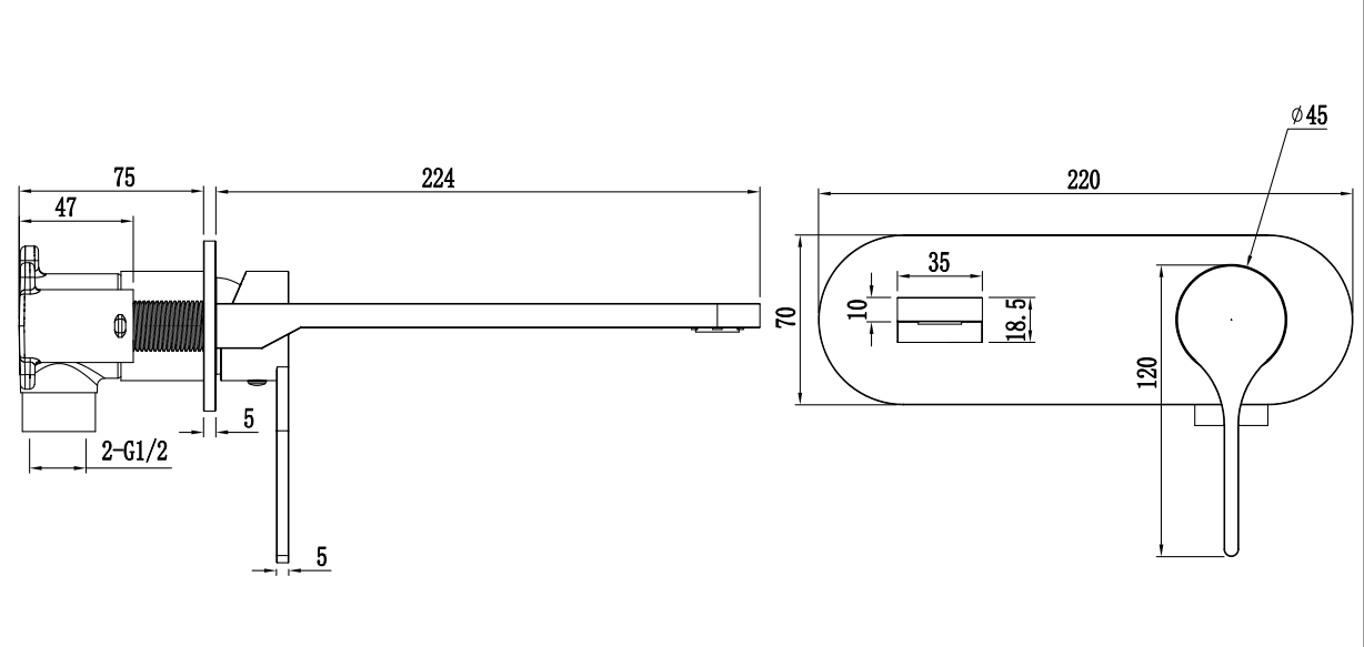 Sereno Wall Basin Mixer Tap - Brushed Copper
