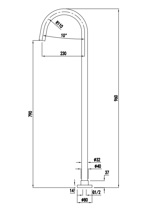 Floor Mounted Bath Filler - Brushed Nickel