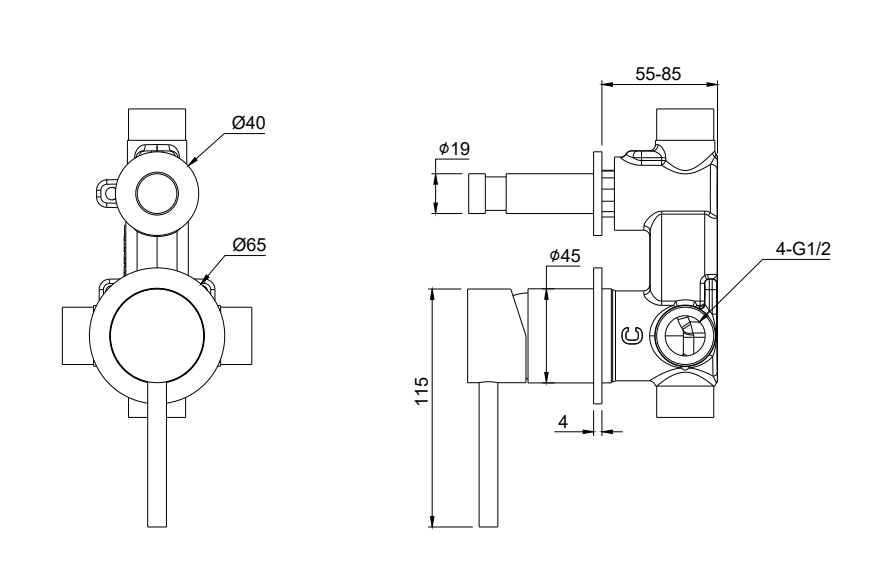 Haven Minimal Diverter Wall Mixer - Gun Metal Brushed