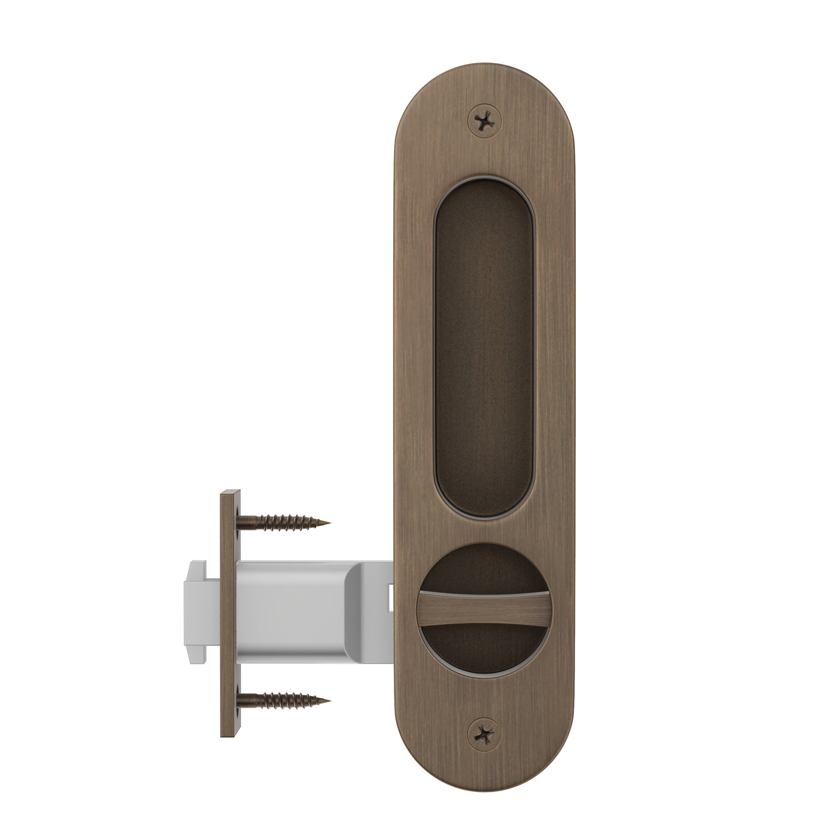 Lombardy Privacy Sliding Door Lock - Antique Brass