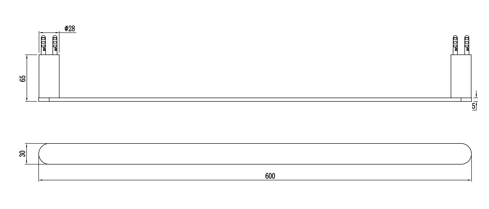 Single Towel Rail - Brushed Brass