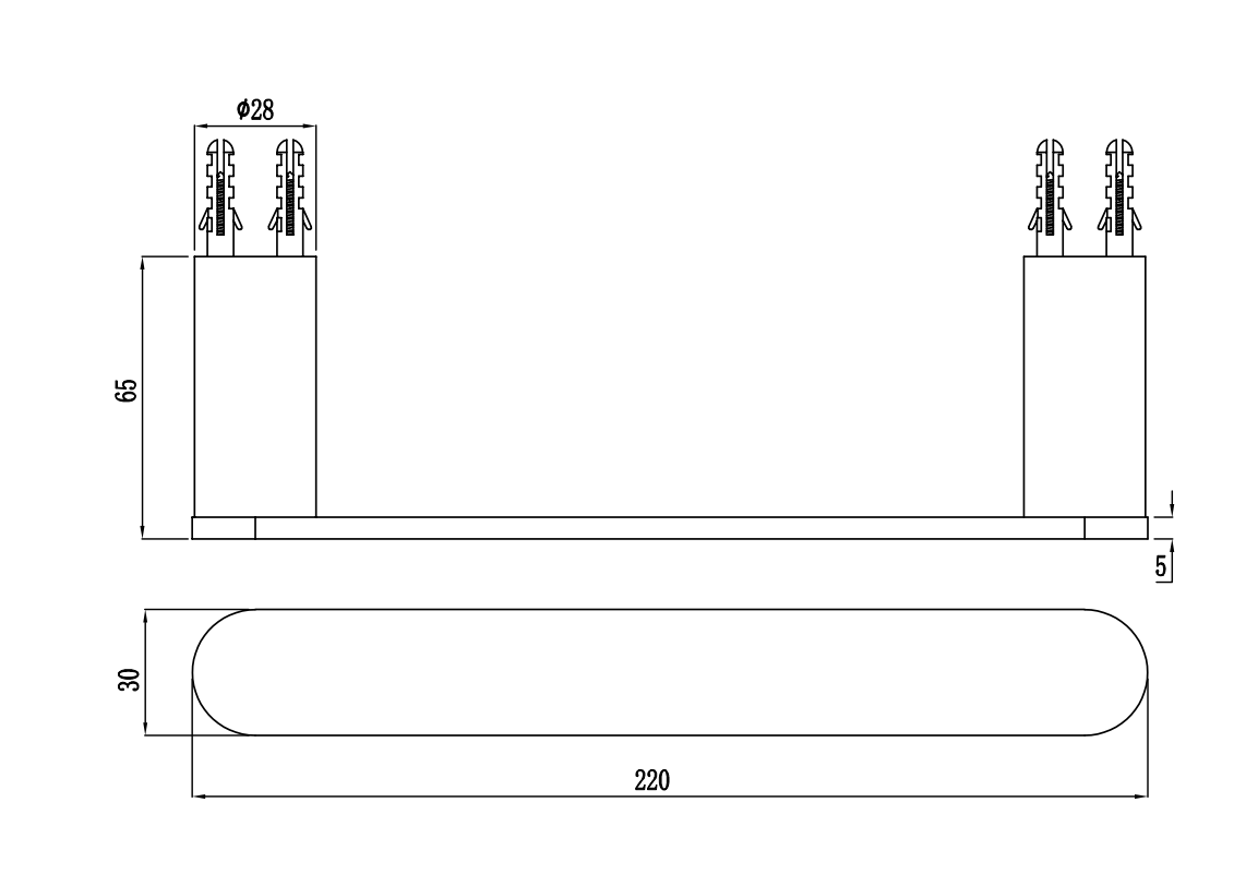 Hand Towel Rail - Brushed Brass