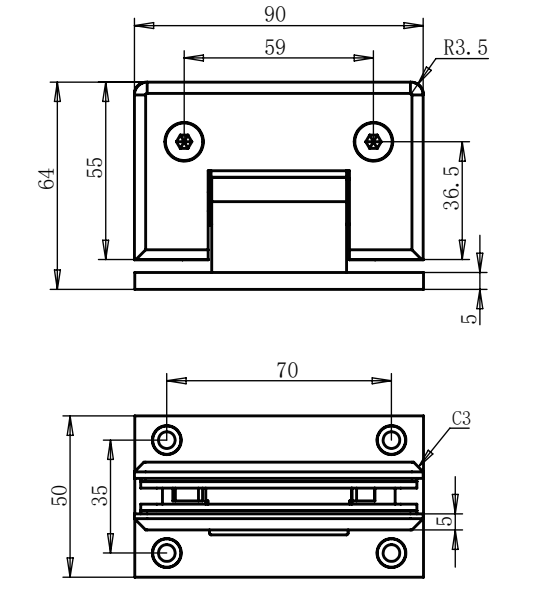 Glass to Wall Shower Hinge - Brushed Copper