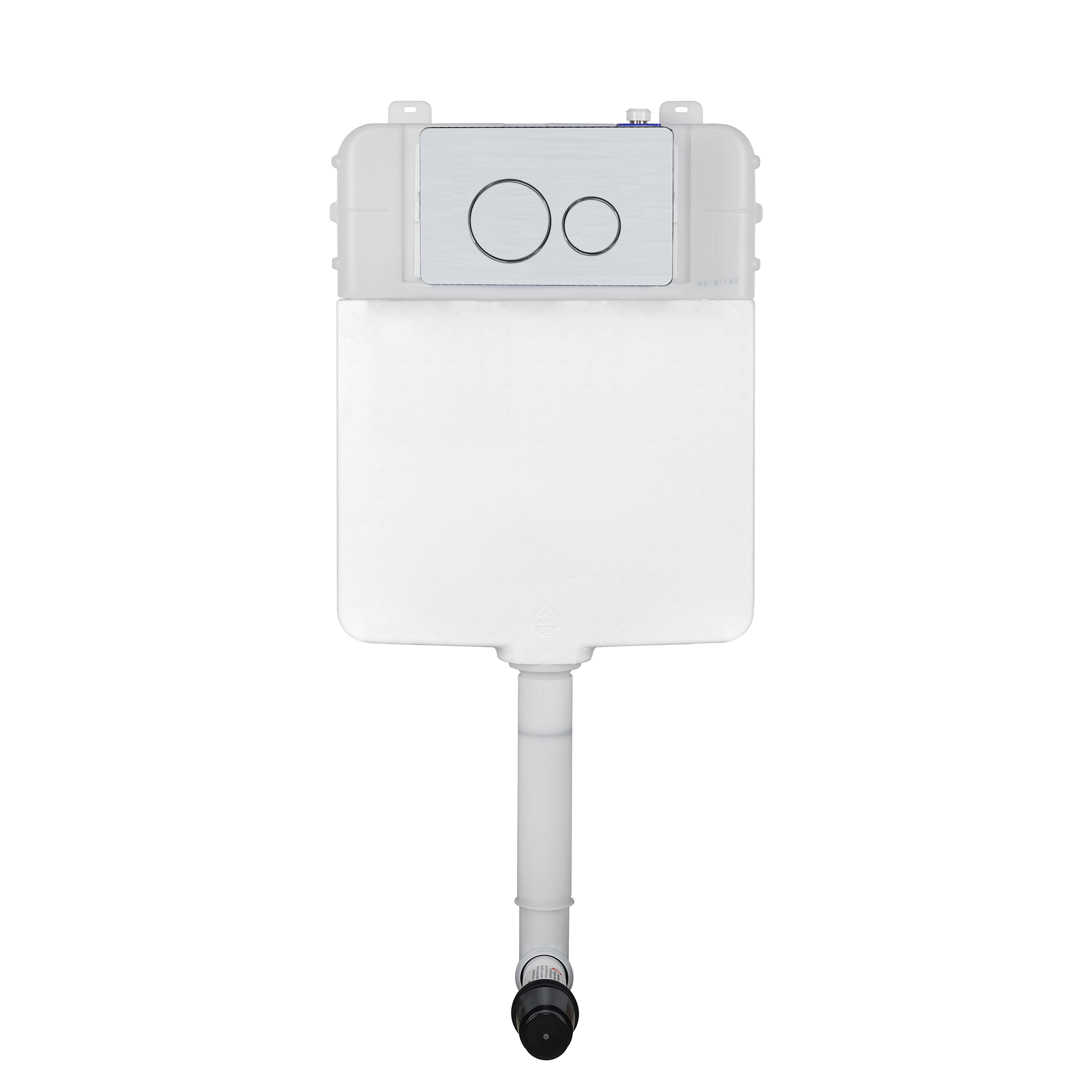 Floor Mounted In-Wall Cistern + Round Flush Plate - Brushed Nickel