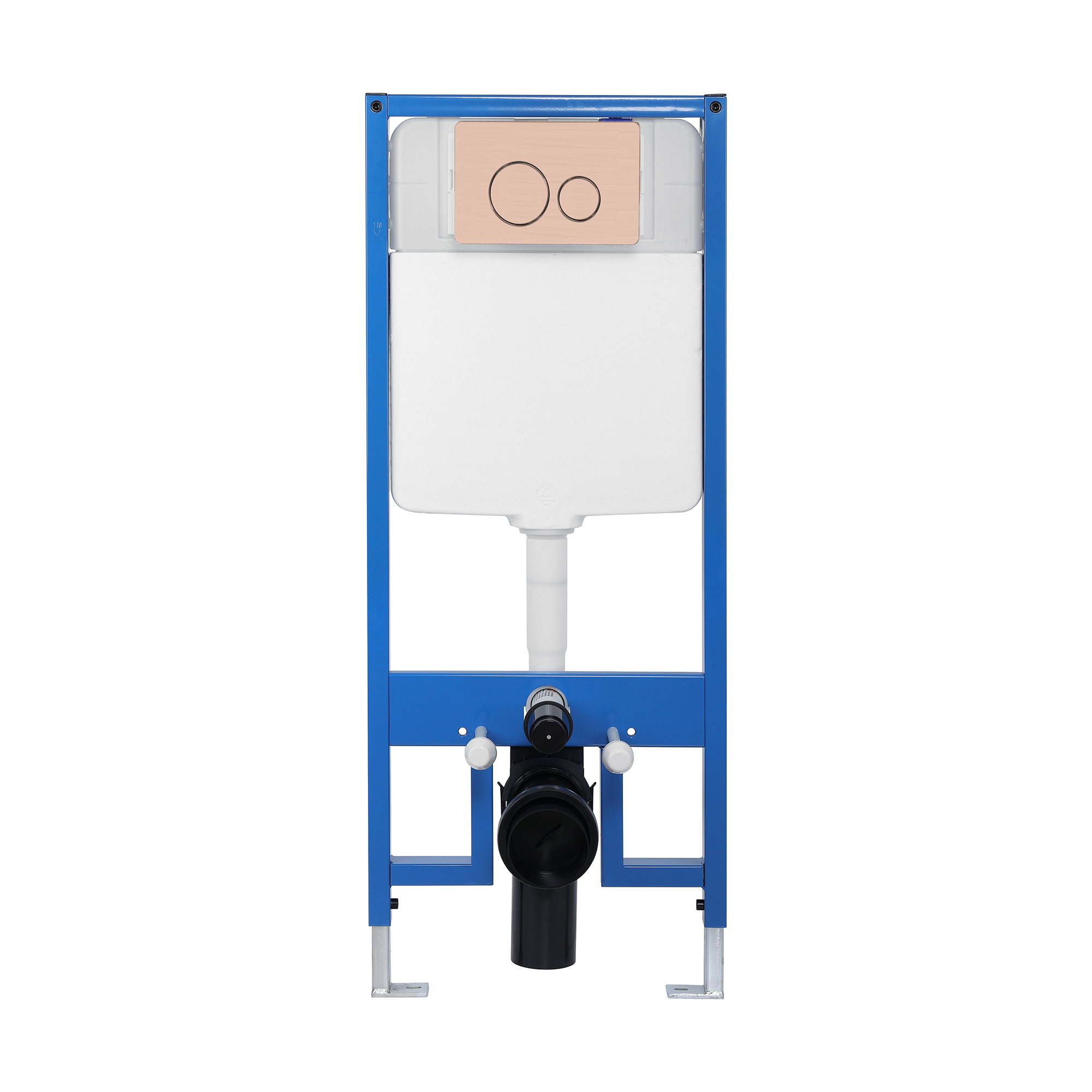 Wall Hung In-Wall Cistern + Round Flush Plate - Brushed Copper