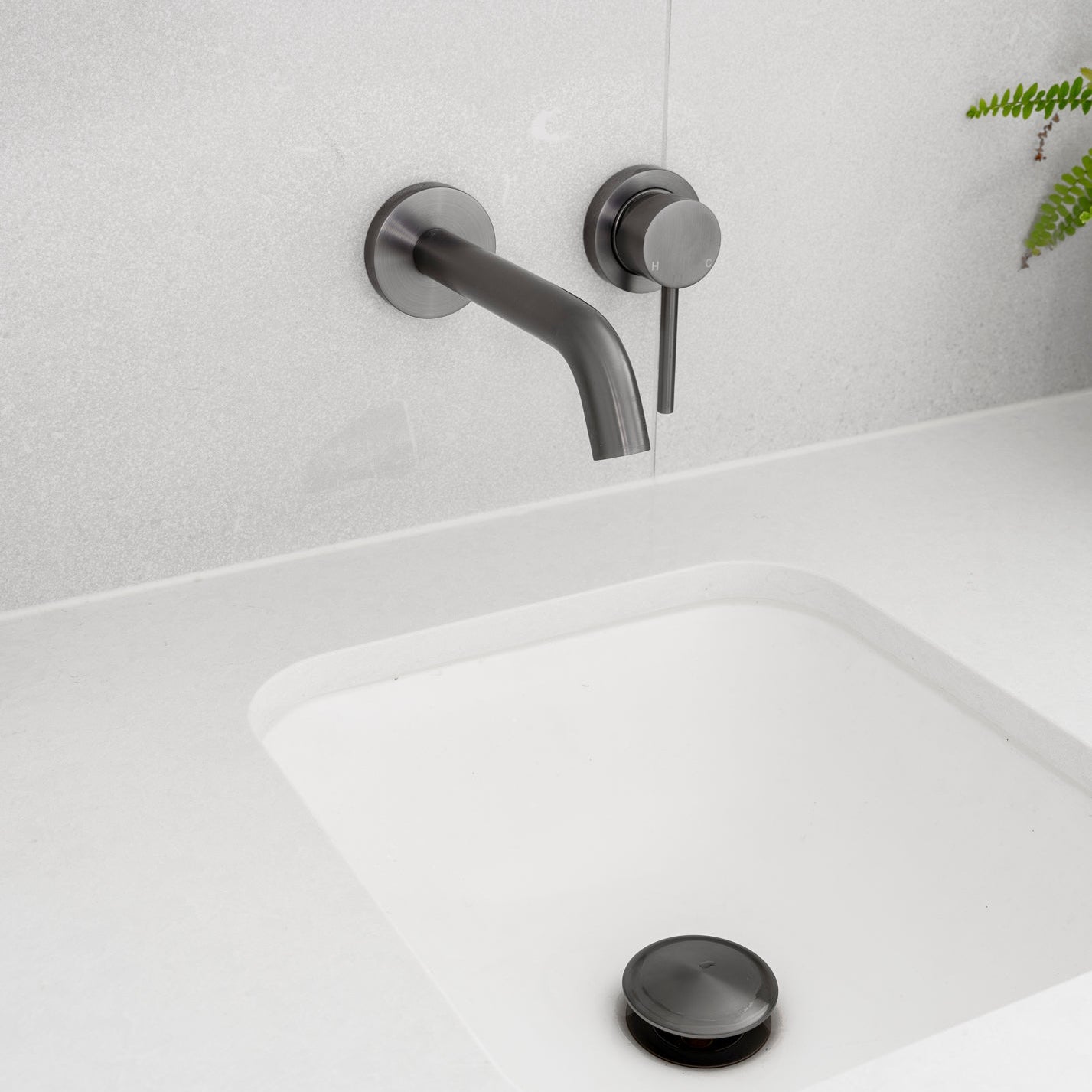 Haven Minimal Wall Mixer and Tap - Gun Metal Brushed