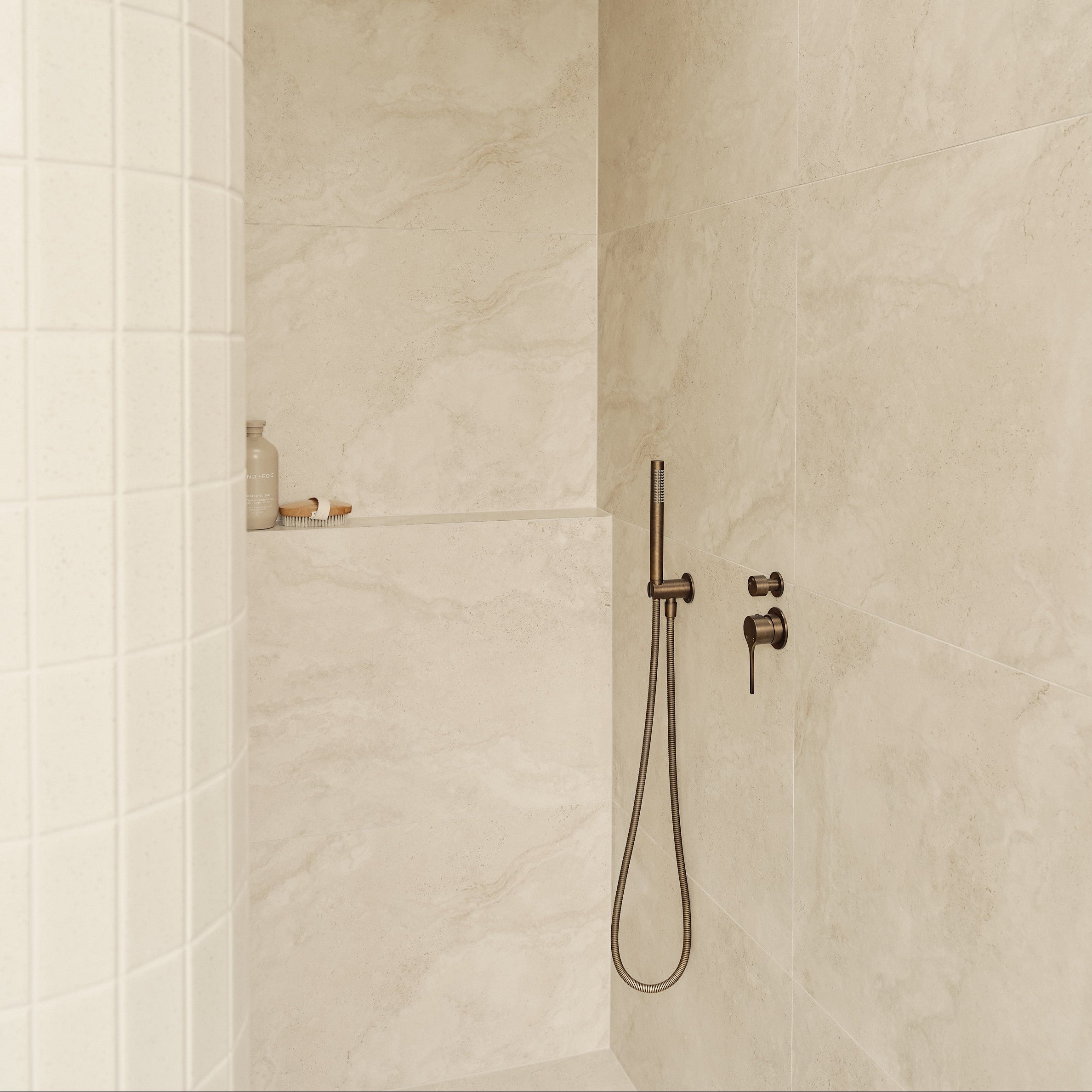 Sereno Minimal Diverter Wall Mixer - Antique Brass