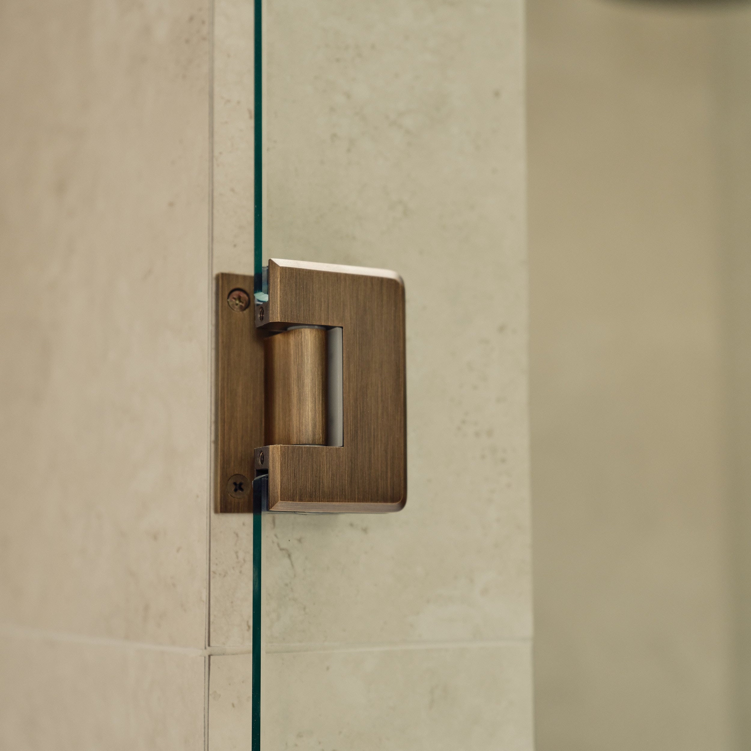 Glass to Wall Shower Hinge - Antique Brass