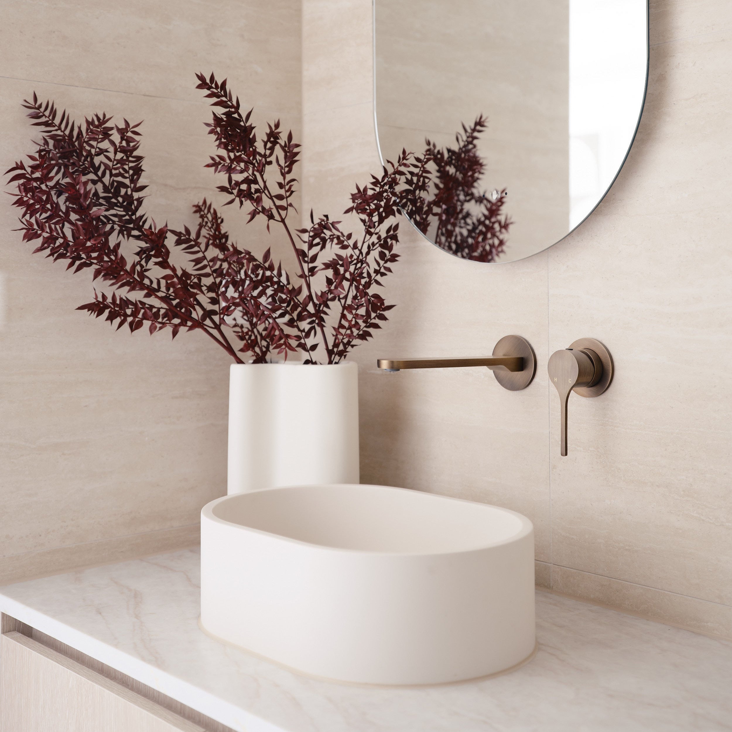 Sereno Minimal Wall Mixer and Tap - Antique Brass