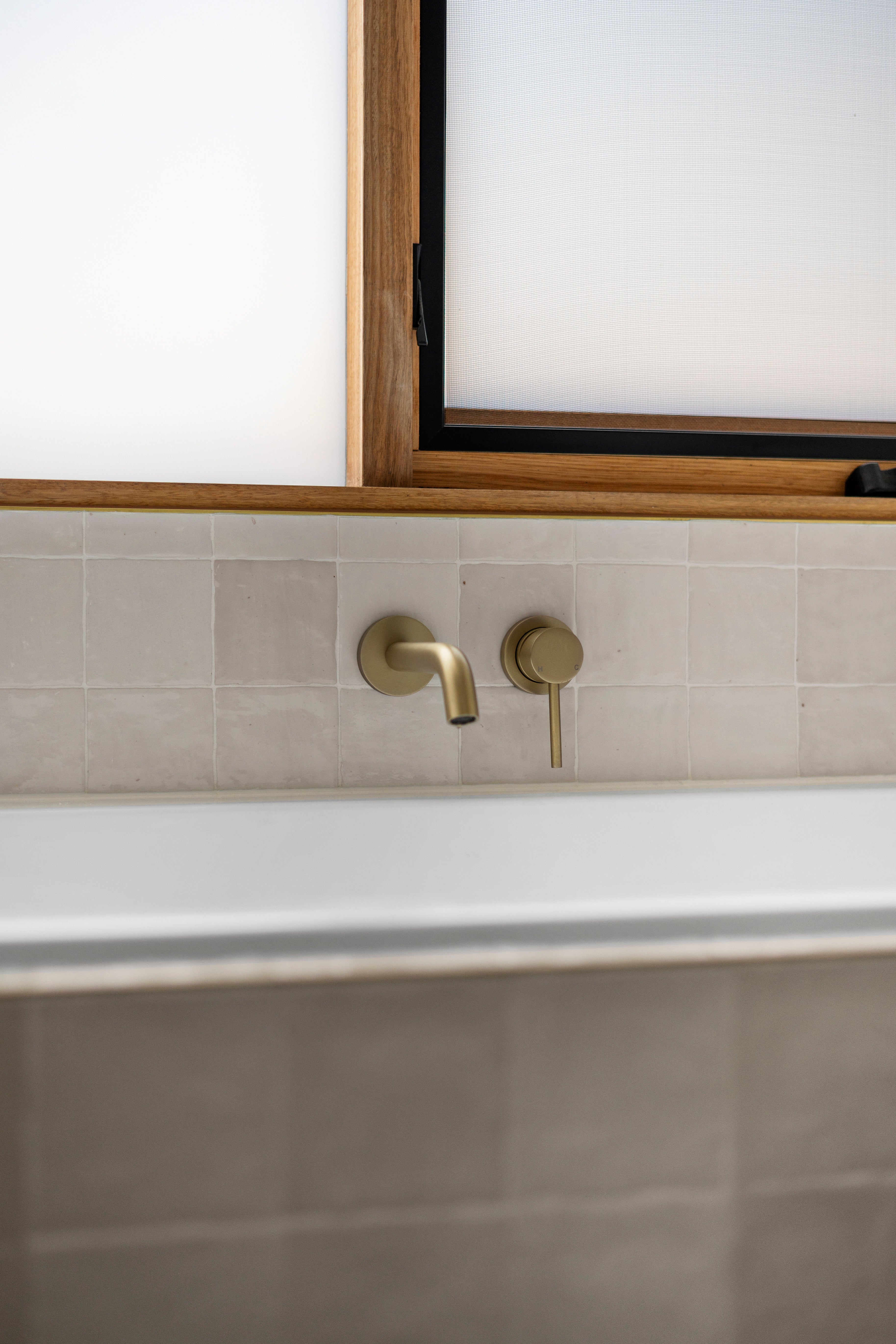 Haven Minimal Wall Mixer and Tap - Brushed Brass