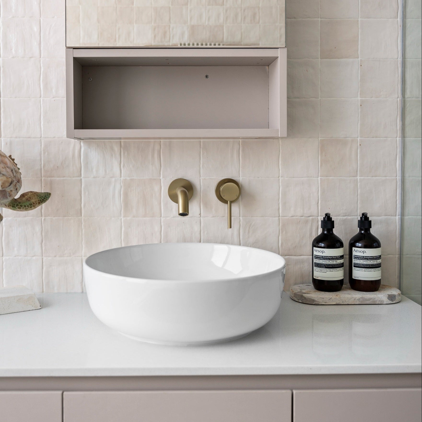 Haven Minimal Wall Mixer and Tap - Brushed Brass