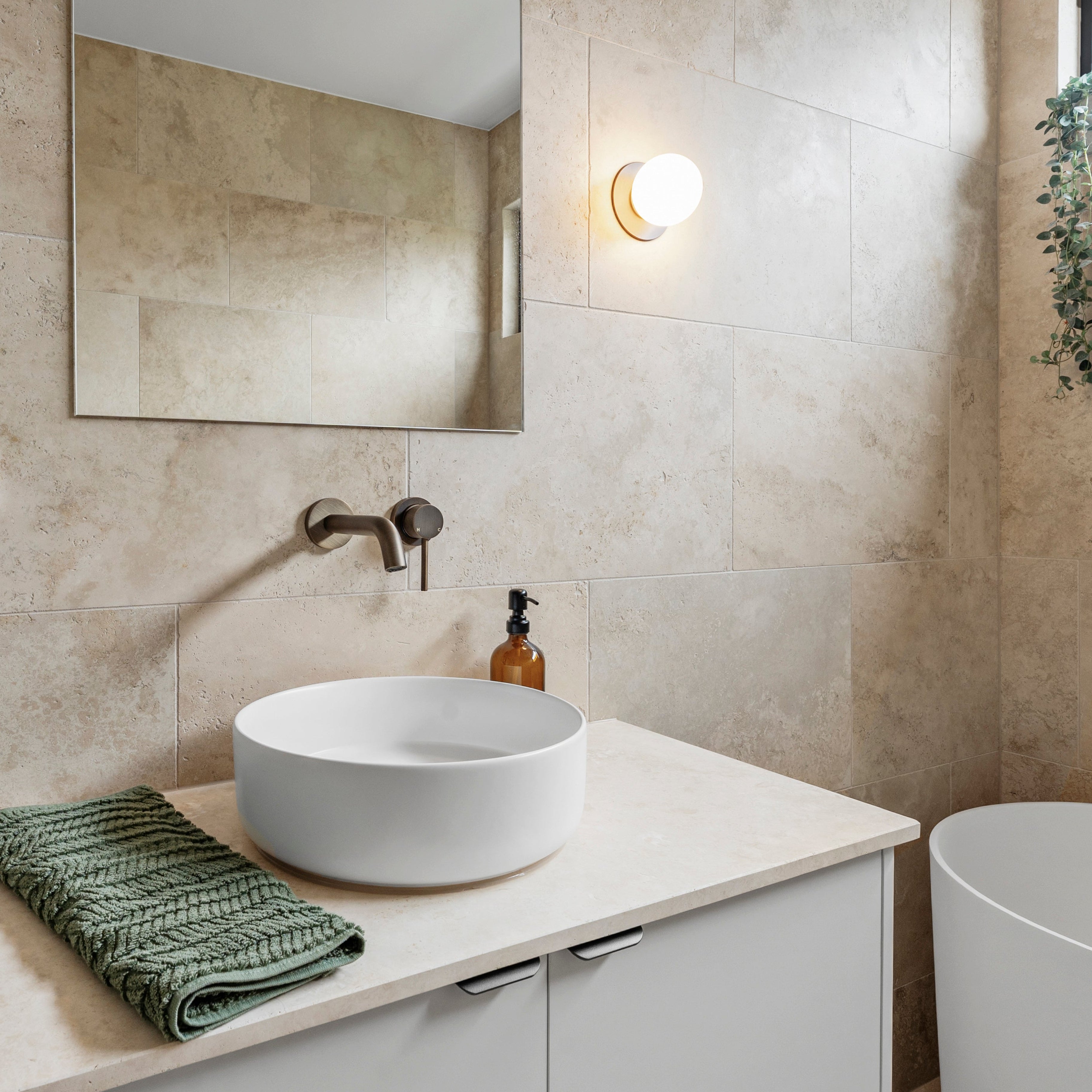Haven Minimal Wall Mixer and Tap - Antique Brass