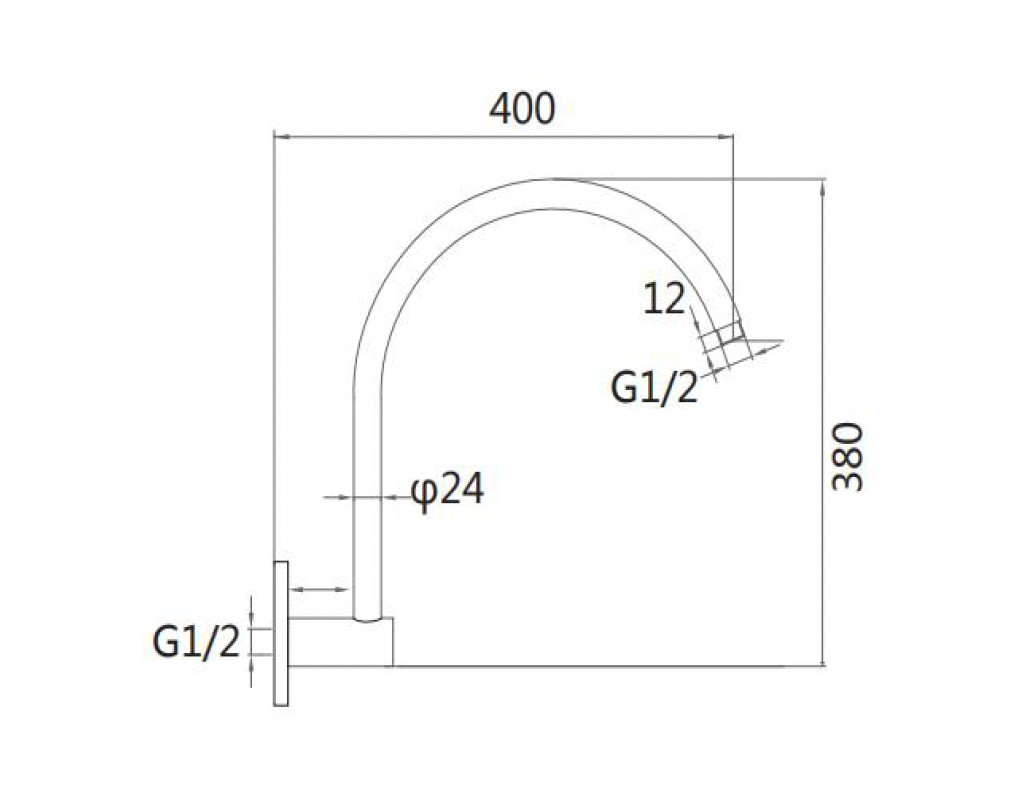 Gooseneck Shower Arm & Head - Antique Brass