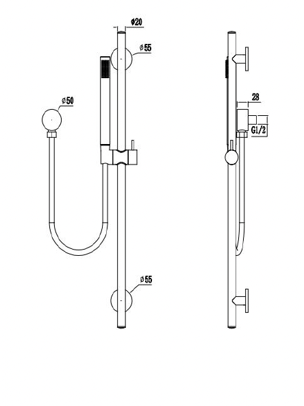 Adjustable Shower Rail Set - Brushed Nickel