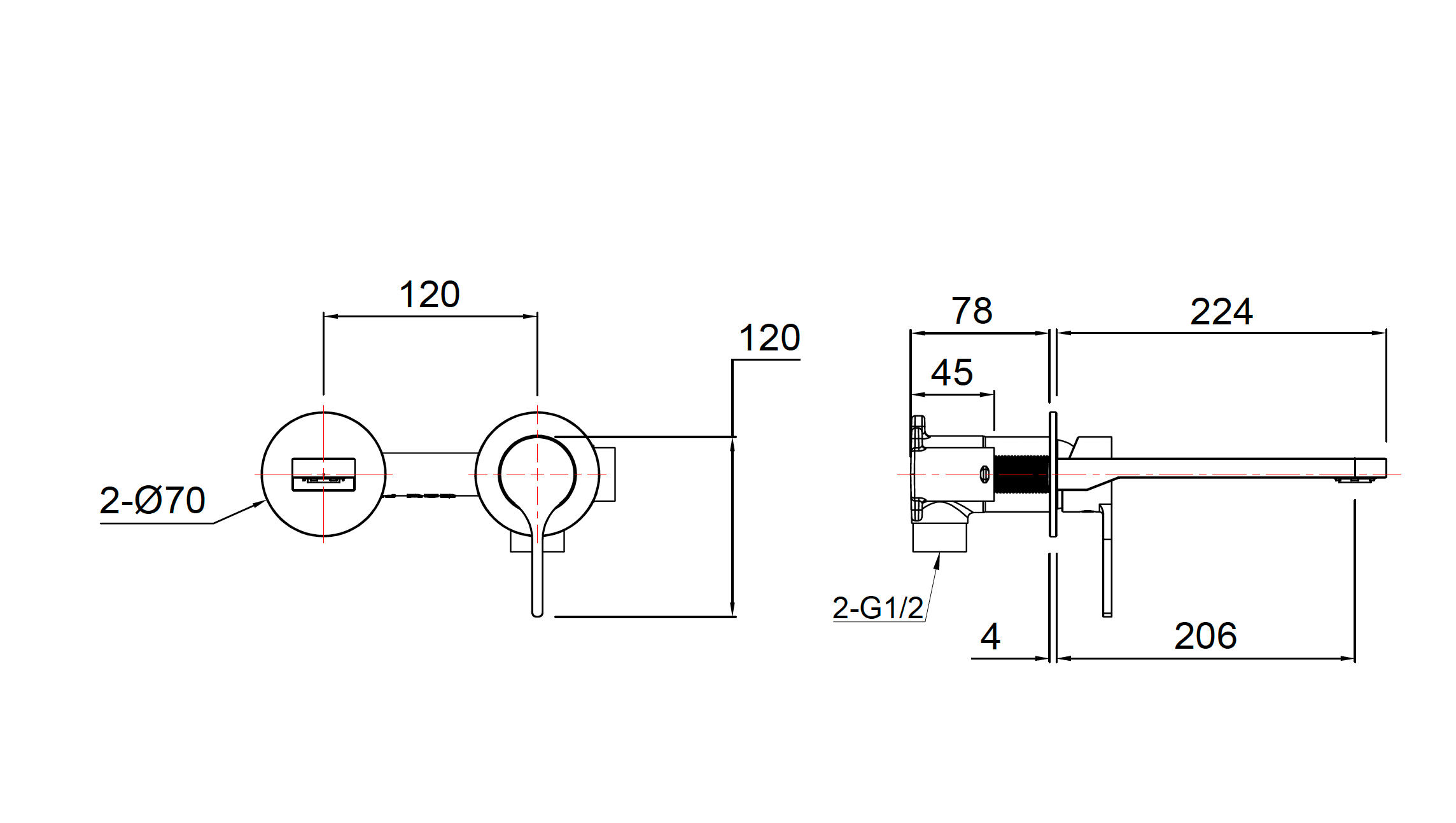 Sereno Minimal Wall Mixer and Tap - Gun Metal Brushed
