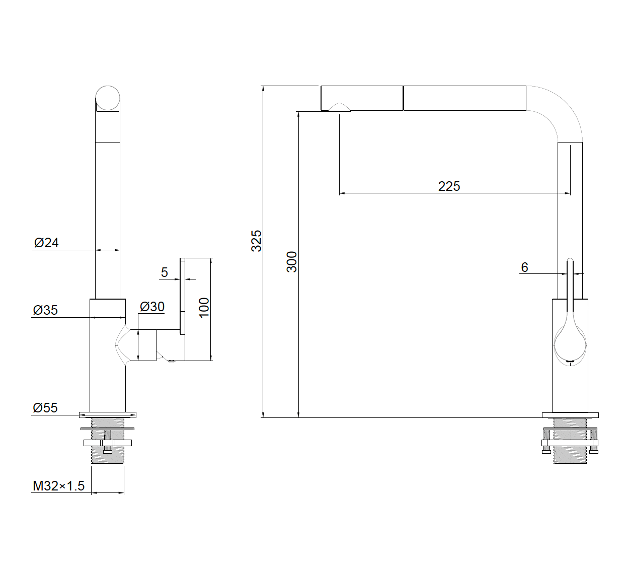 Sereno Laundry Pull Out Mixer - Gun Metal Brushed