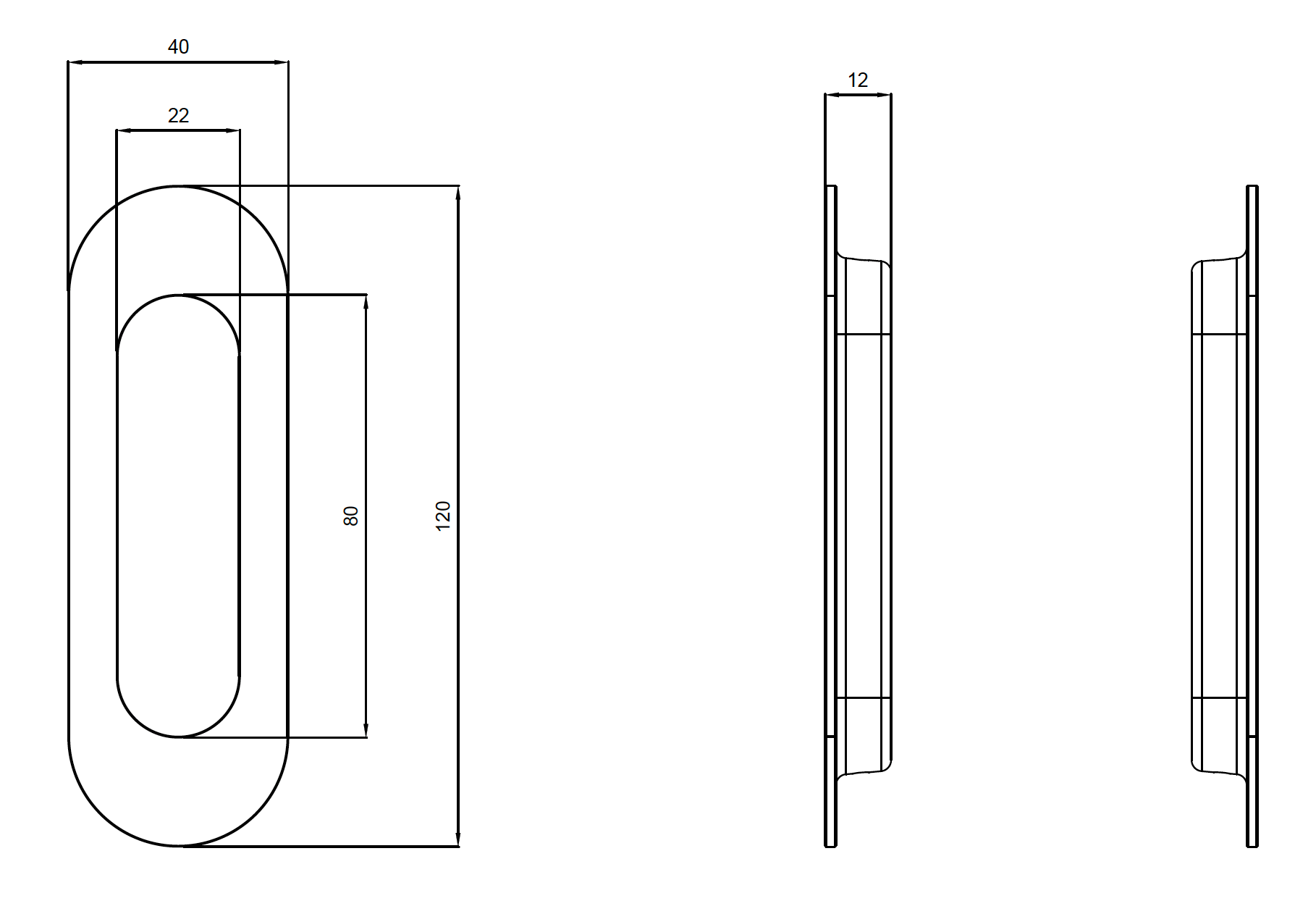Lombardy Sliding Door Flush Pull – Gun Metal Brushed
