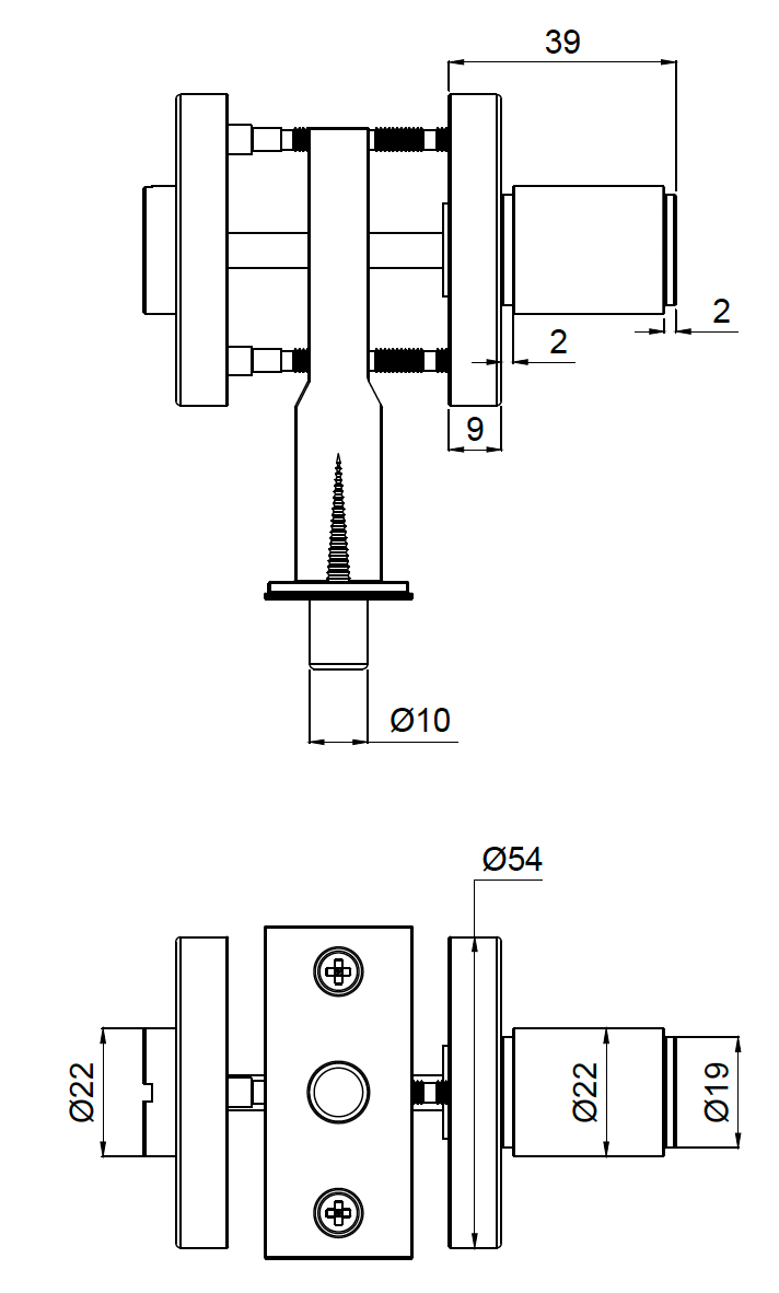 Lombardy Door Lock - Brushed Copper
