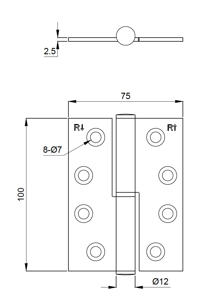 Lombardy Lift Off Right Hand Hinge (Pair) – Gun Metal Brushed