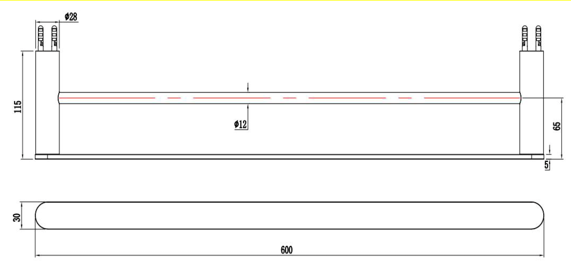 Double Towel Rail - Brushed Nickel