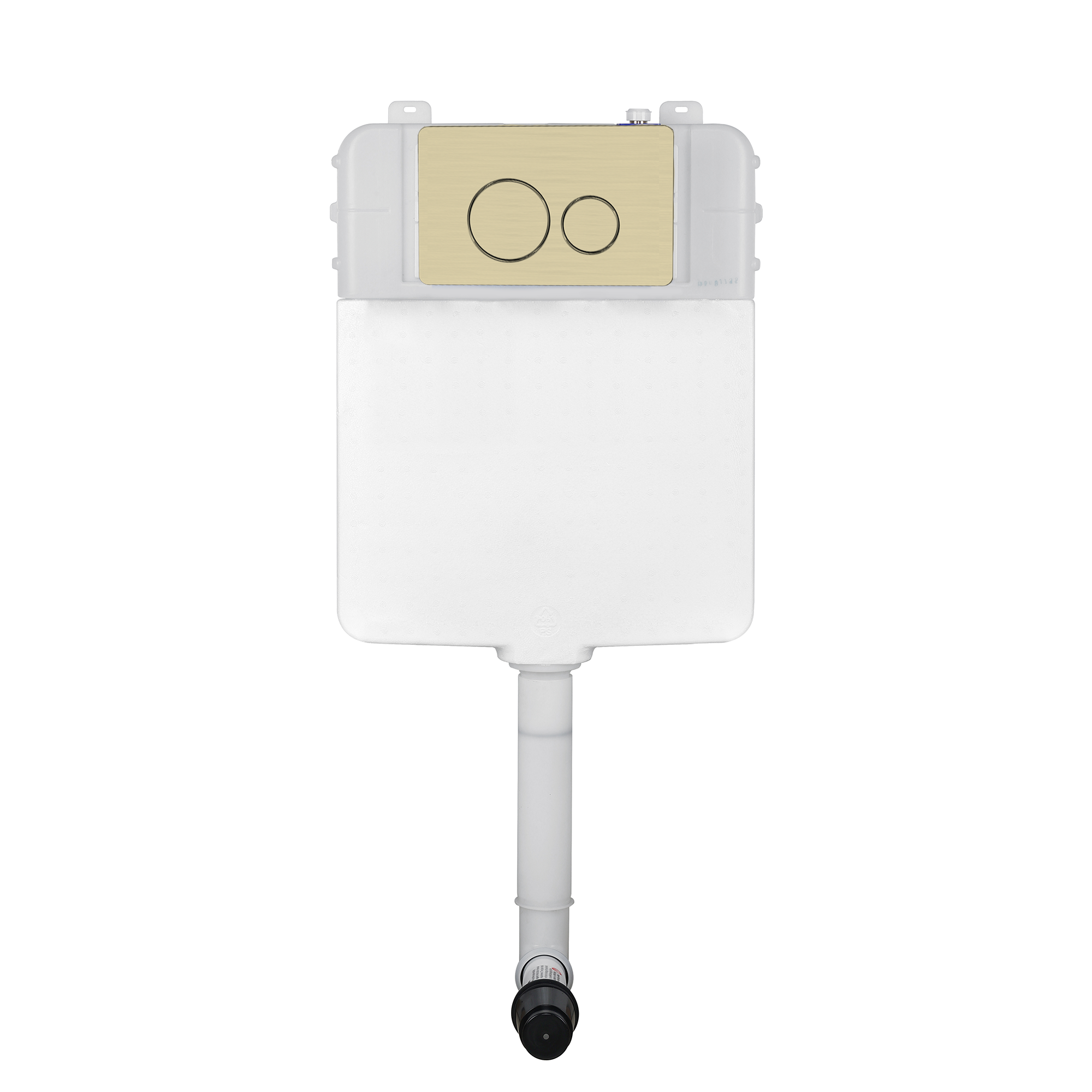 Floor Mounted In-Wall Cistern + Round Flush Plate - Brushed Brass