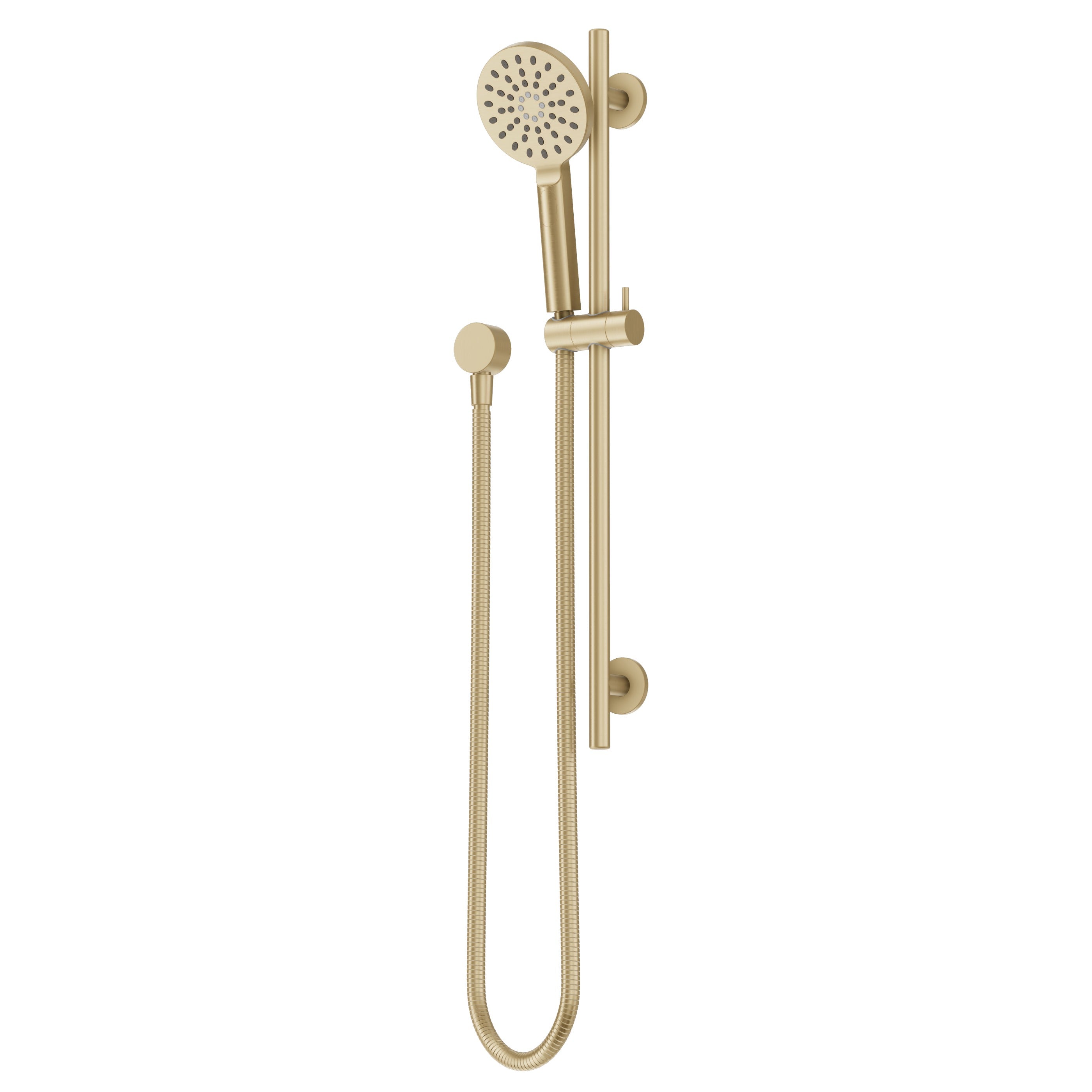 Adjustable Shower Rail Set with Round Hand Wand - Brushed Brass