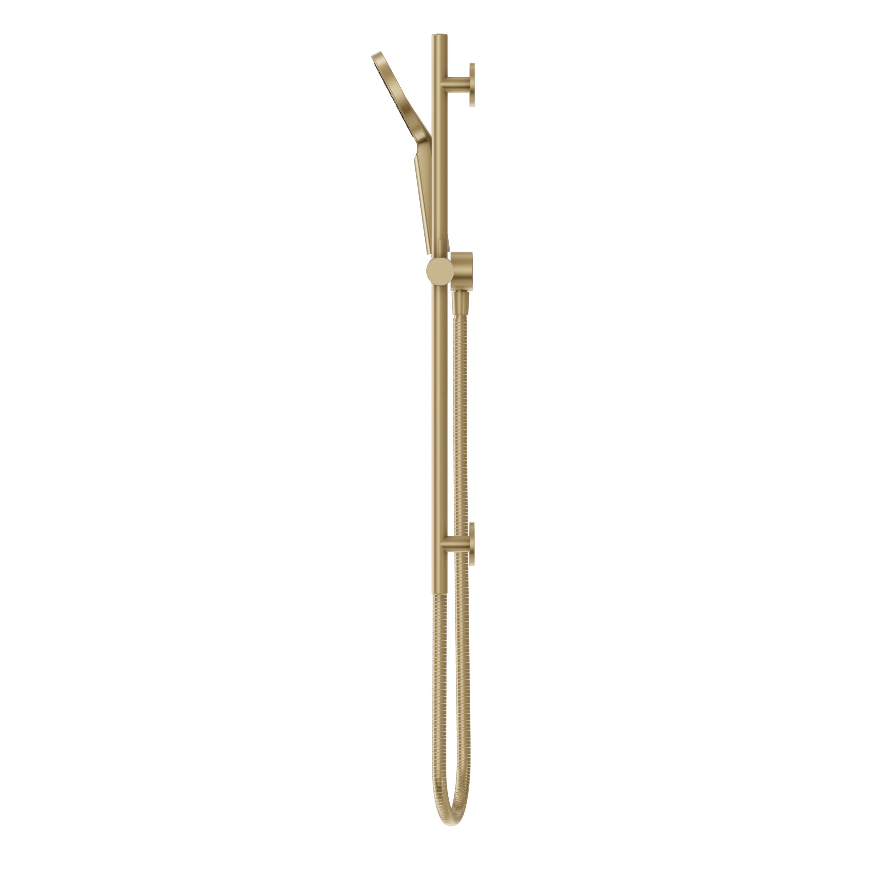 Adjustable Shower Rail Set with Round Hand Wand - Brushed Brass