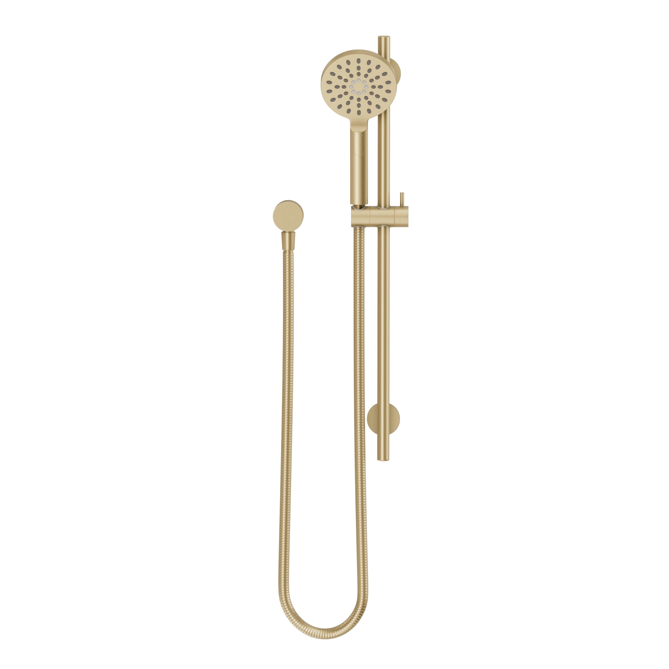 Adjustable Shower Rail Set with Round Hand Wand - Brushed Brass