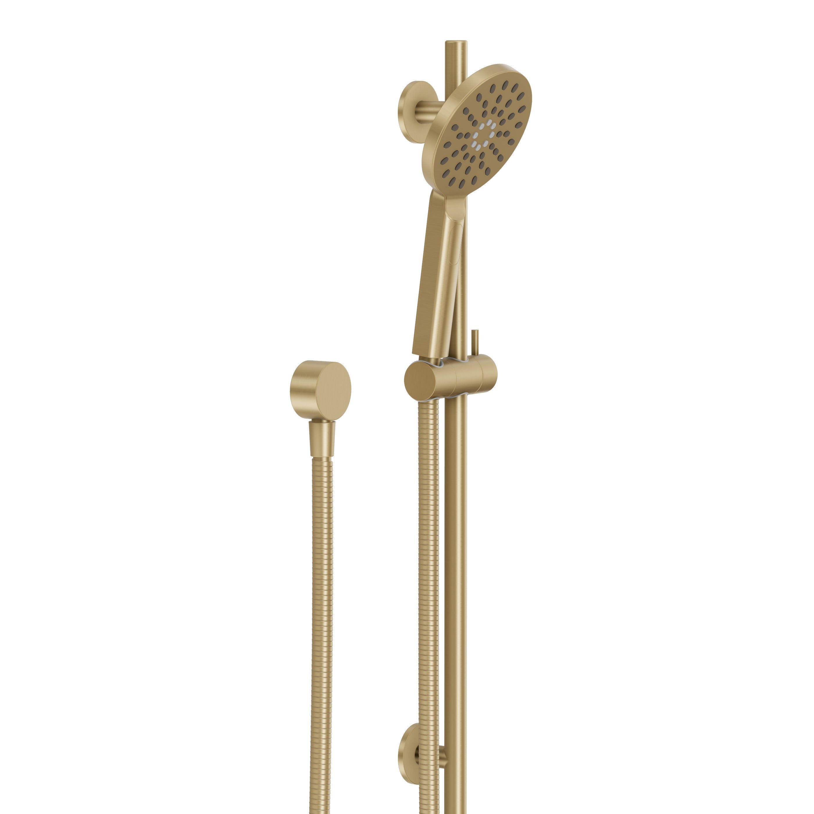 Adjustable Shower Rail Set with Round Hand Wand - Brushed Brass
