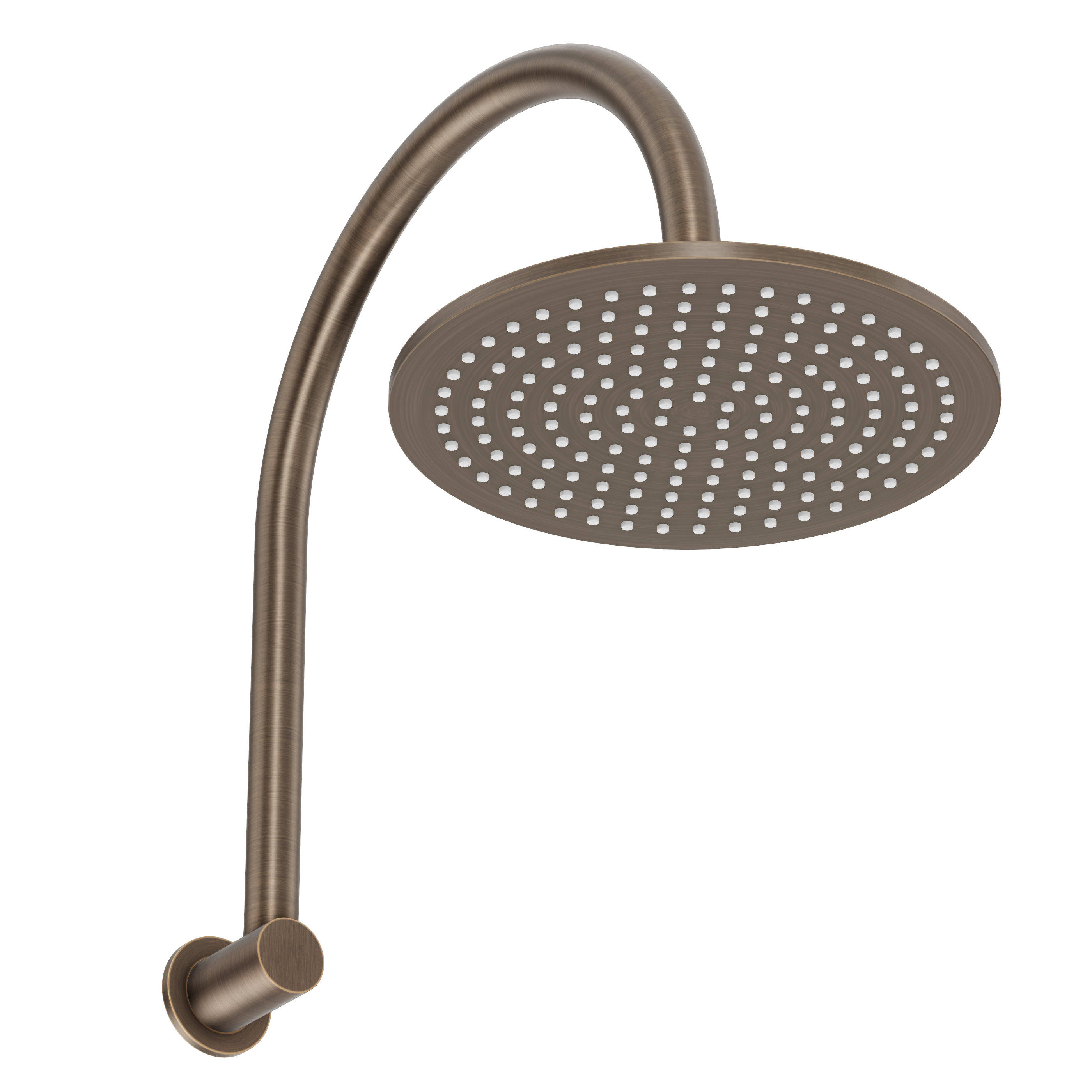 Gooseneck Shower Arm & Head - Antique Brass