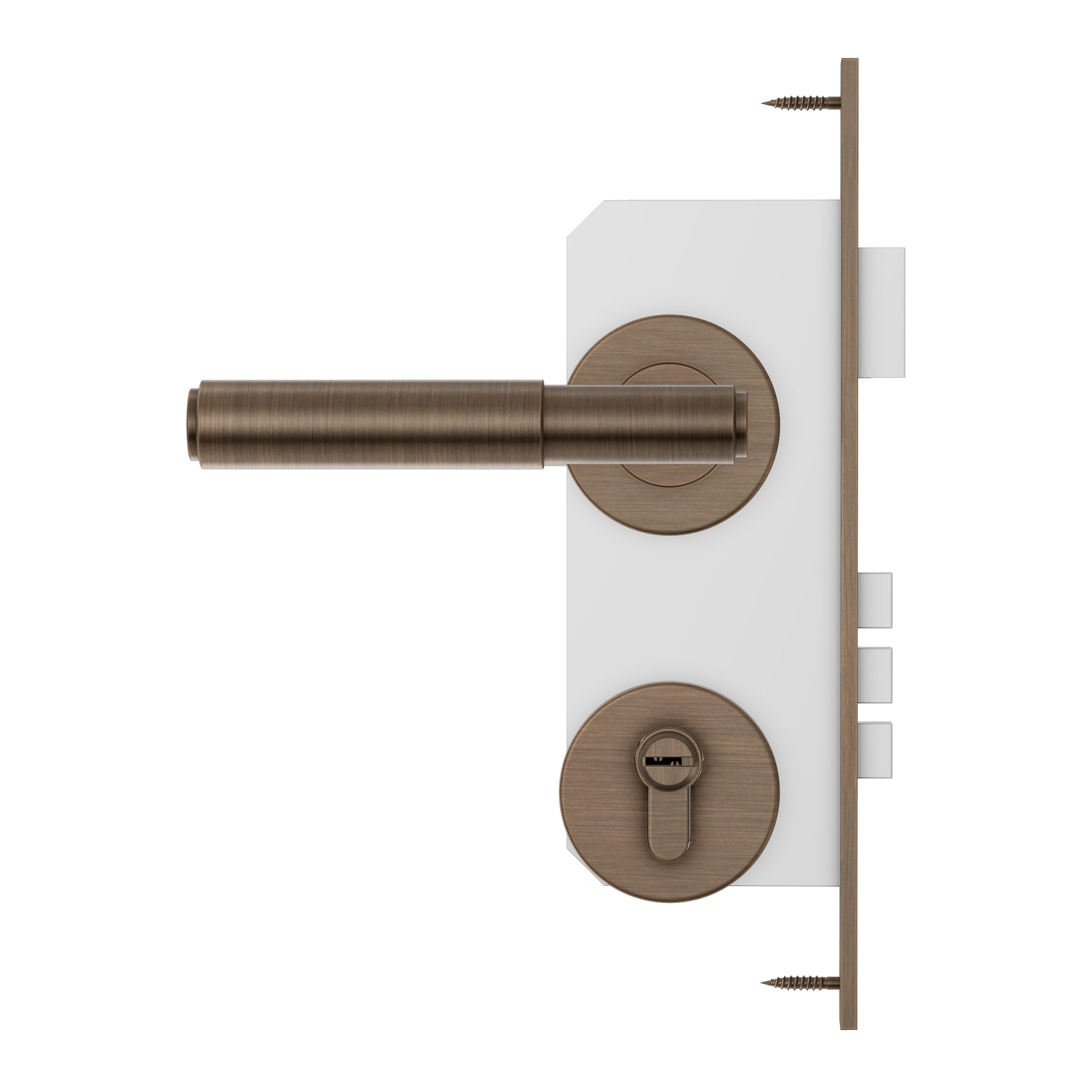 Lombardy Front Door Lock Set - Antique Brass