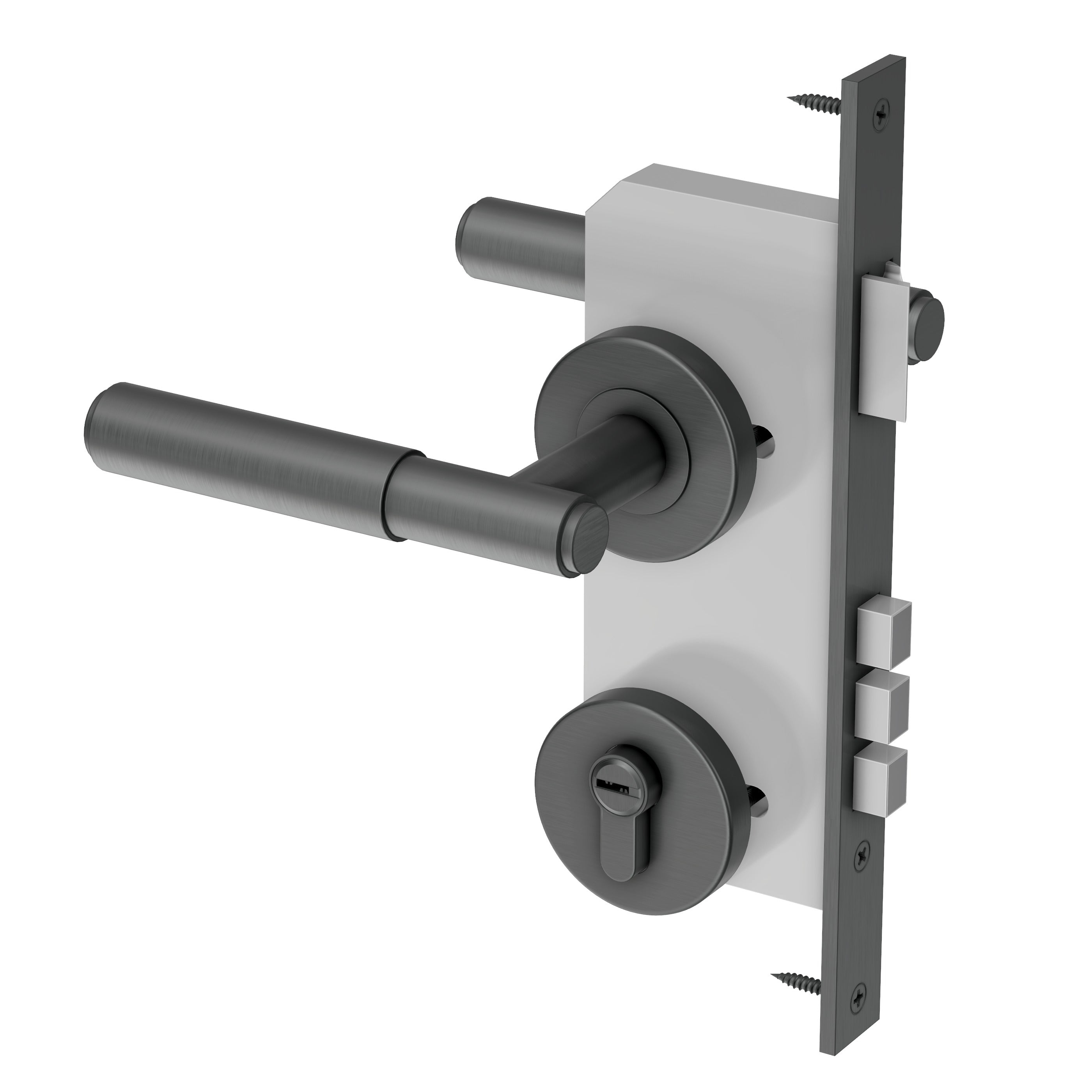 Lombardy Front Door Lock Set - Gun Metal Brushed