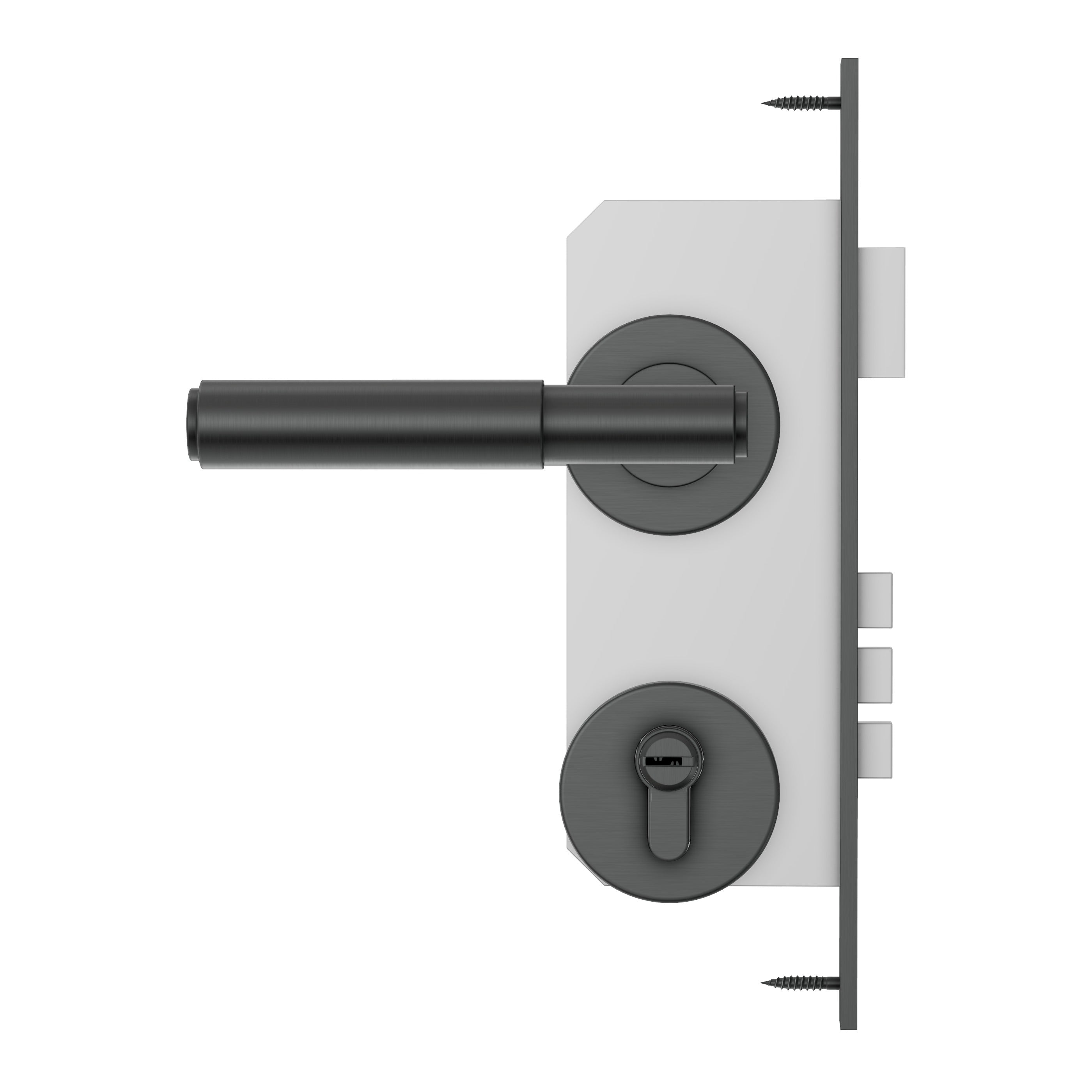 Lombardy Front Door Lock Set - Gun Metal Brushed